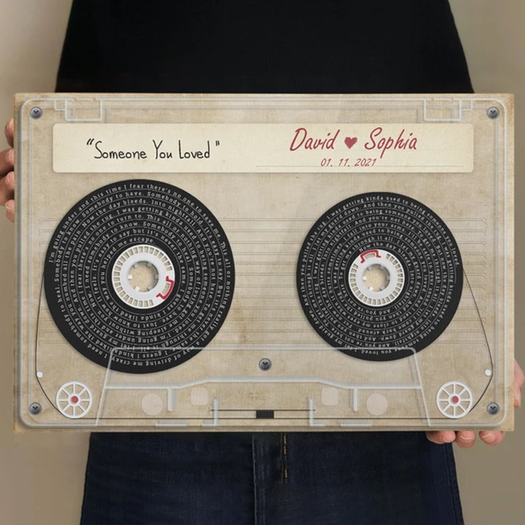 Custom Song Lyrics Cassette Tape Canvas Wall Art