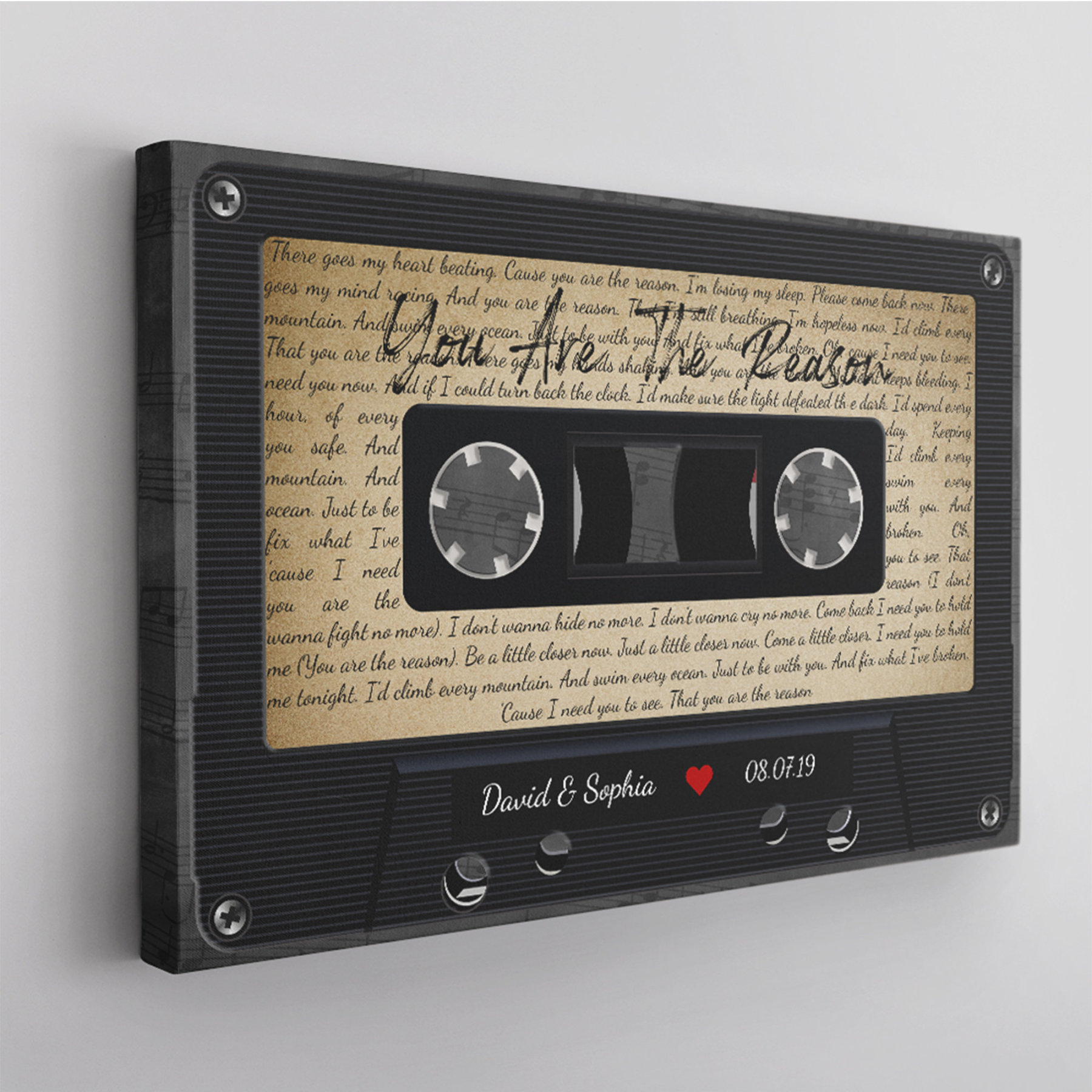 Custom Song Lyrics Cassette Tape Canvas Wall Art