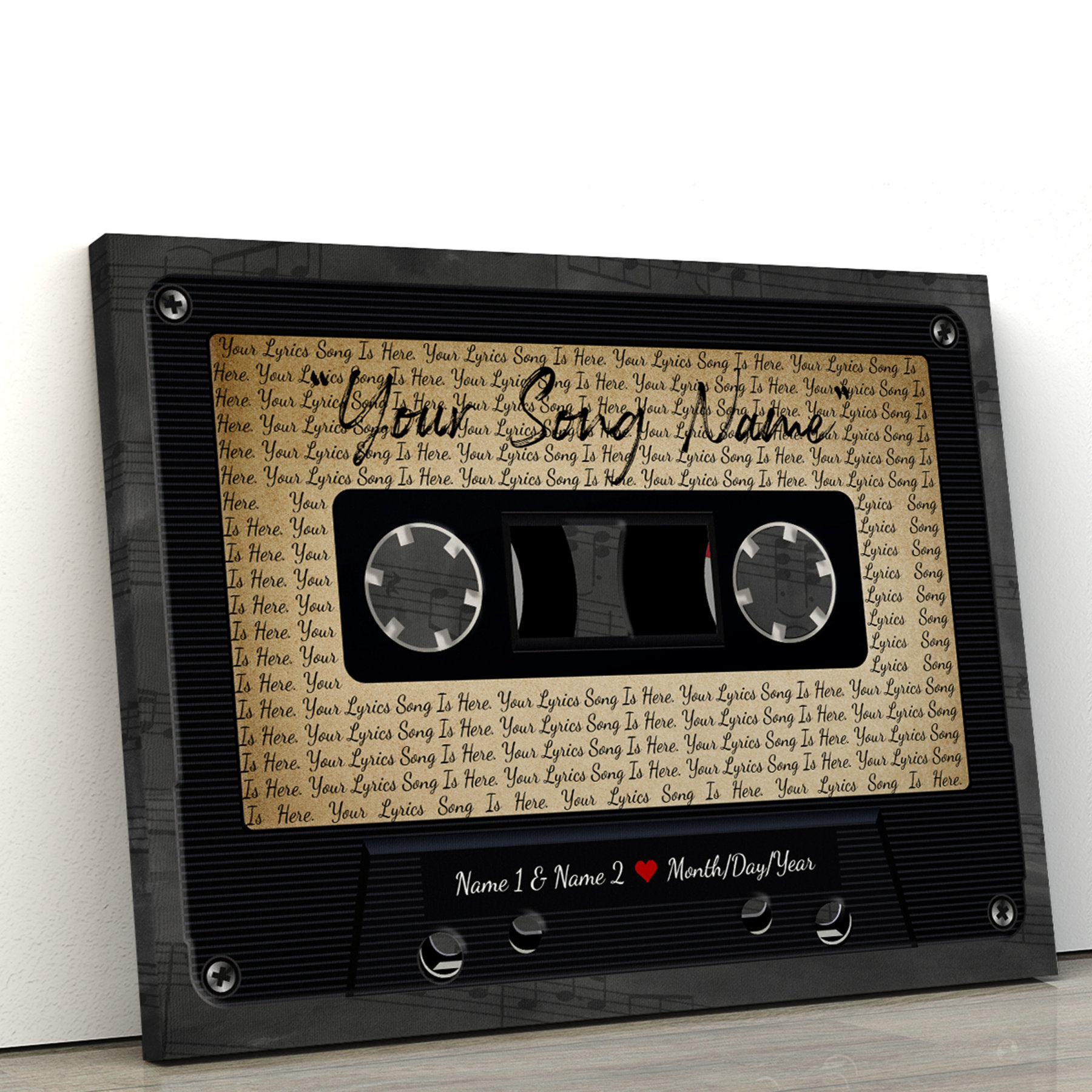 Custom Song Lyrics Cassette Tape Canvas Wall Art