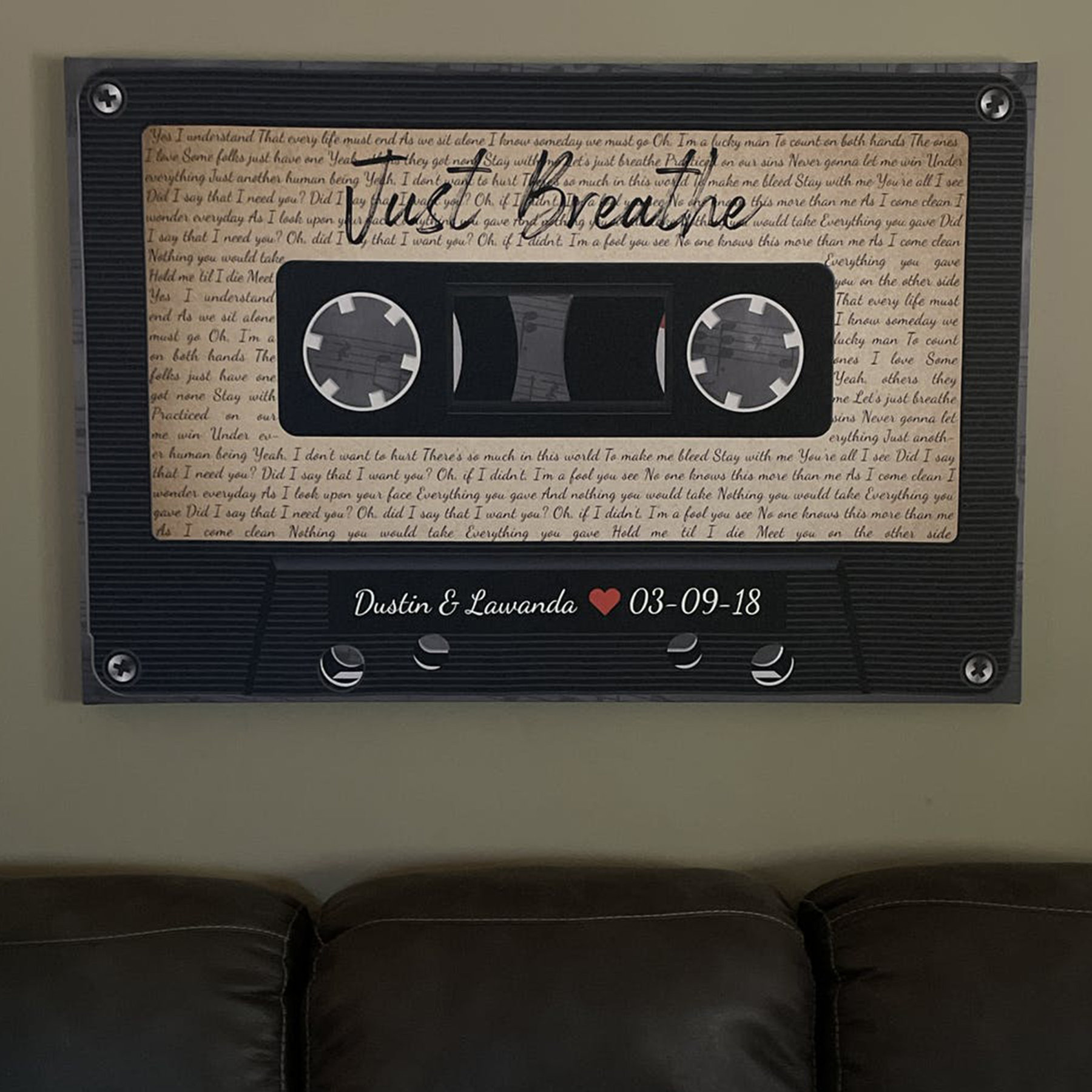 Custom Song Lyrics Cassette Tape Canvas Wall Art