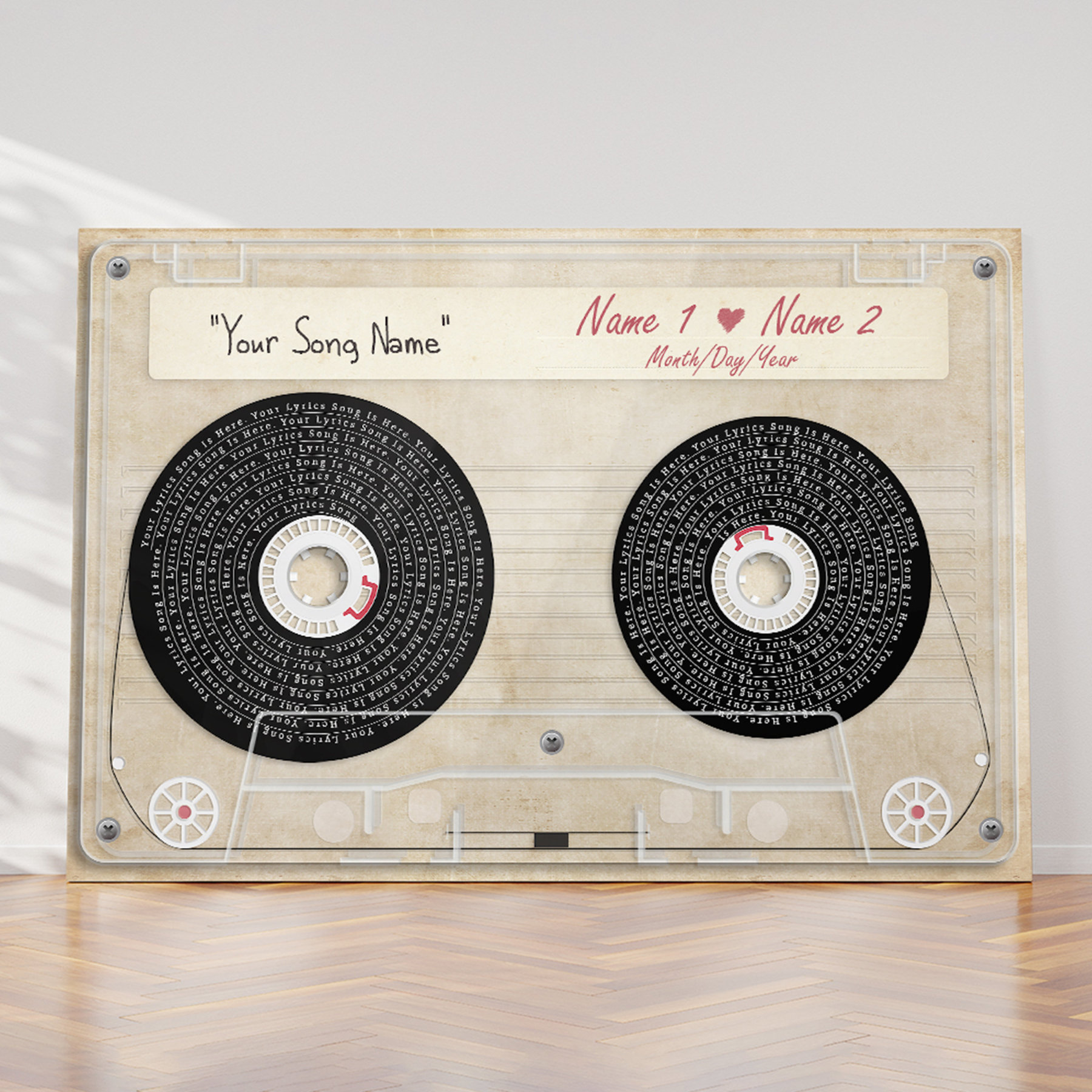 Custom Song Lyrics Cassette Tape Canvas Wall Art