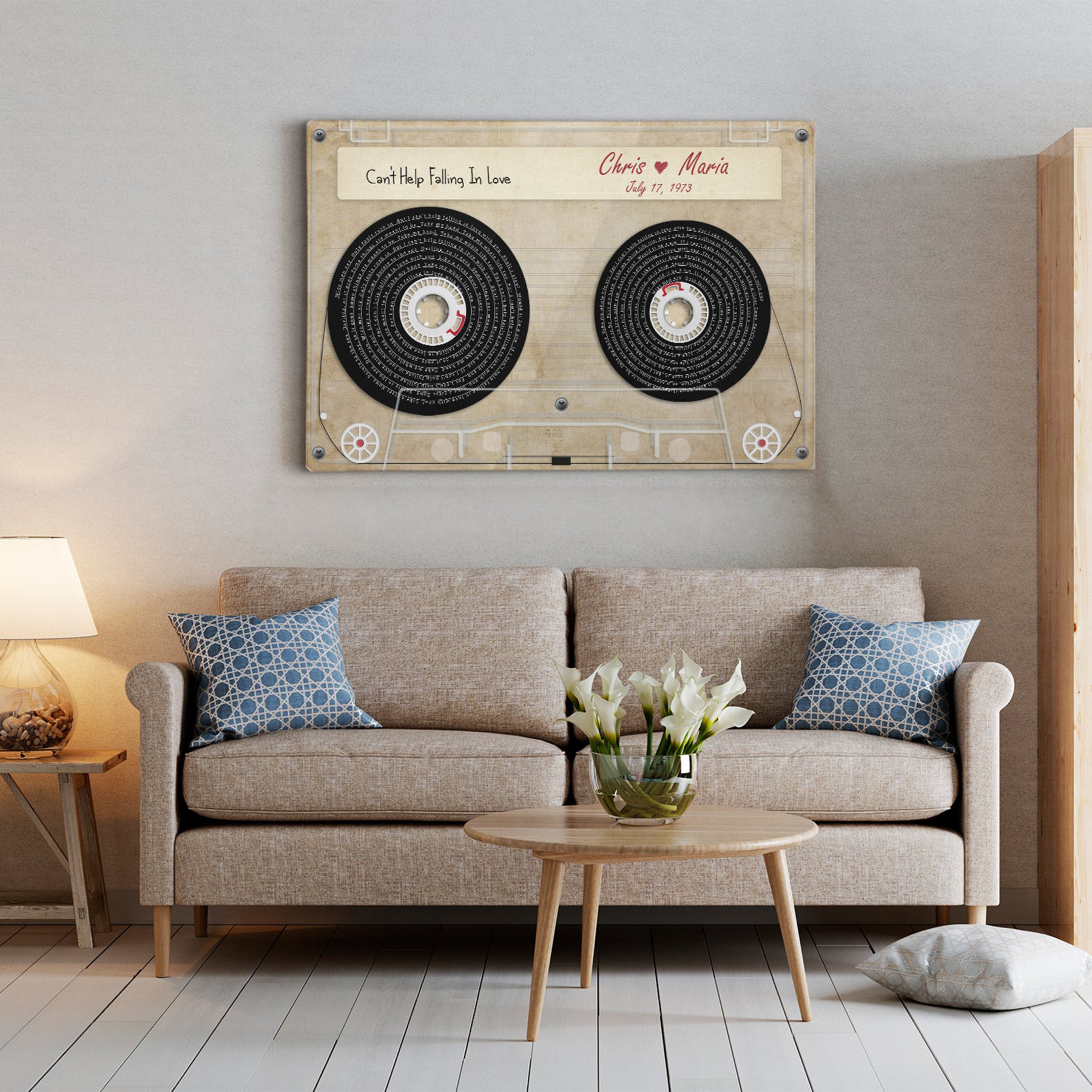 Custom Song Lyrics Cassette Tape Canvas Wall Art