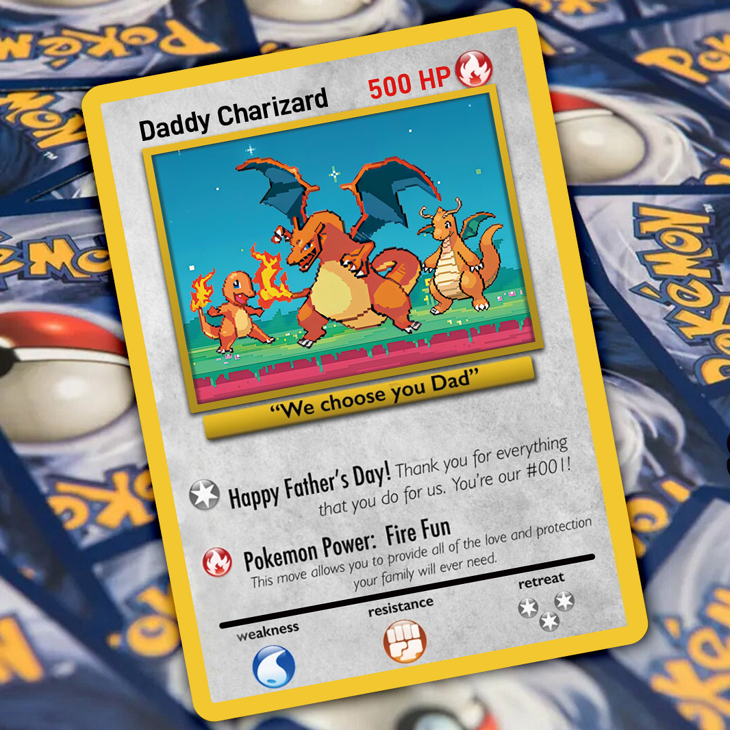 Custom Father's Day Pokemon Card 2 pcs