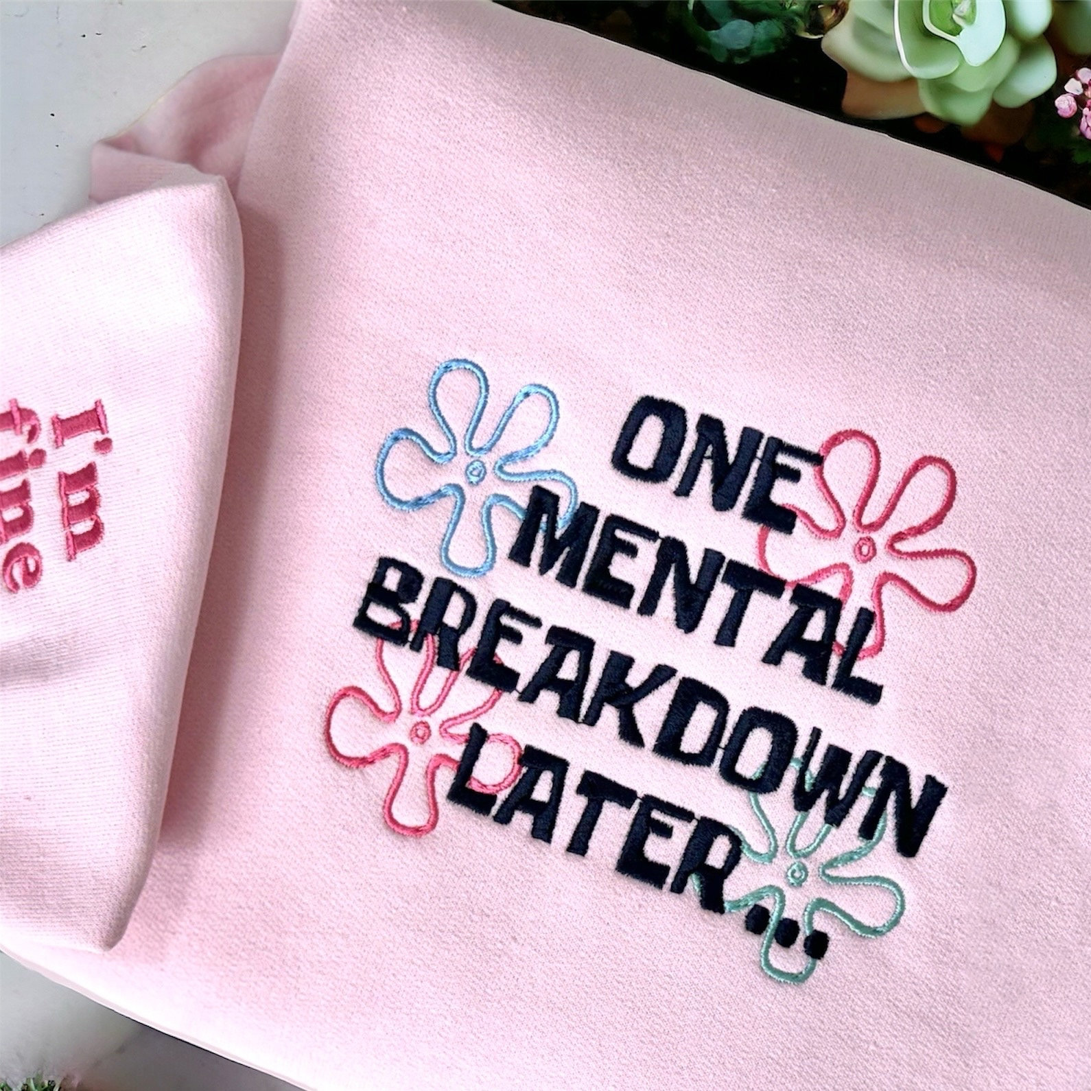 Mental breakdown embroidered sweatshirt