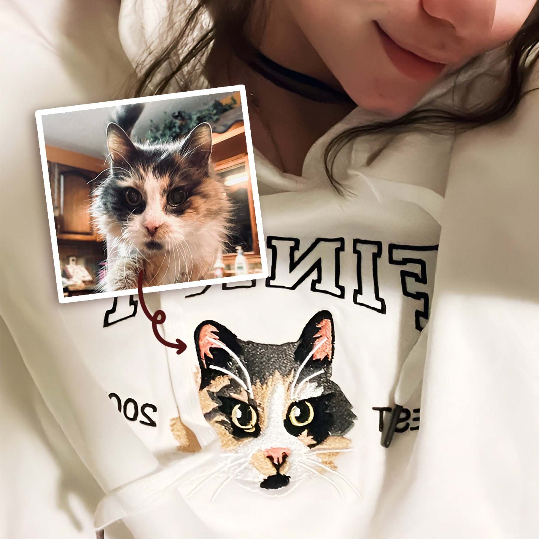Custom Embroidered Sweatshirt With Pet Portrait
