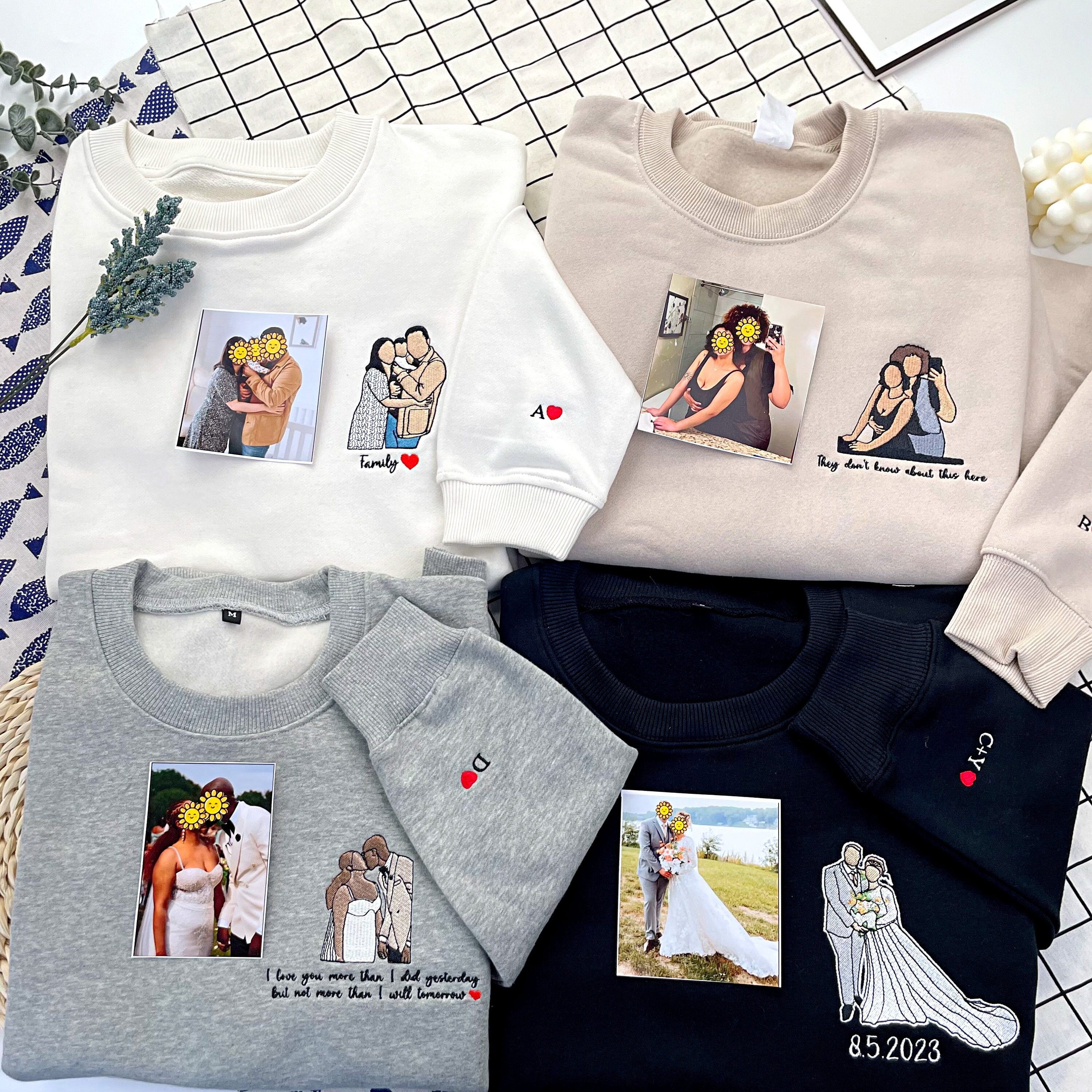 Custom Photo Portrait Embroidered Sweatshirt