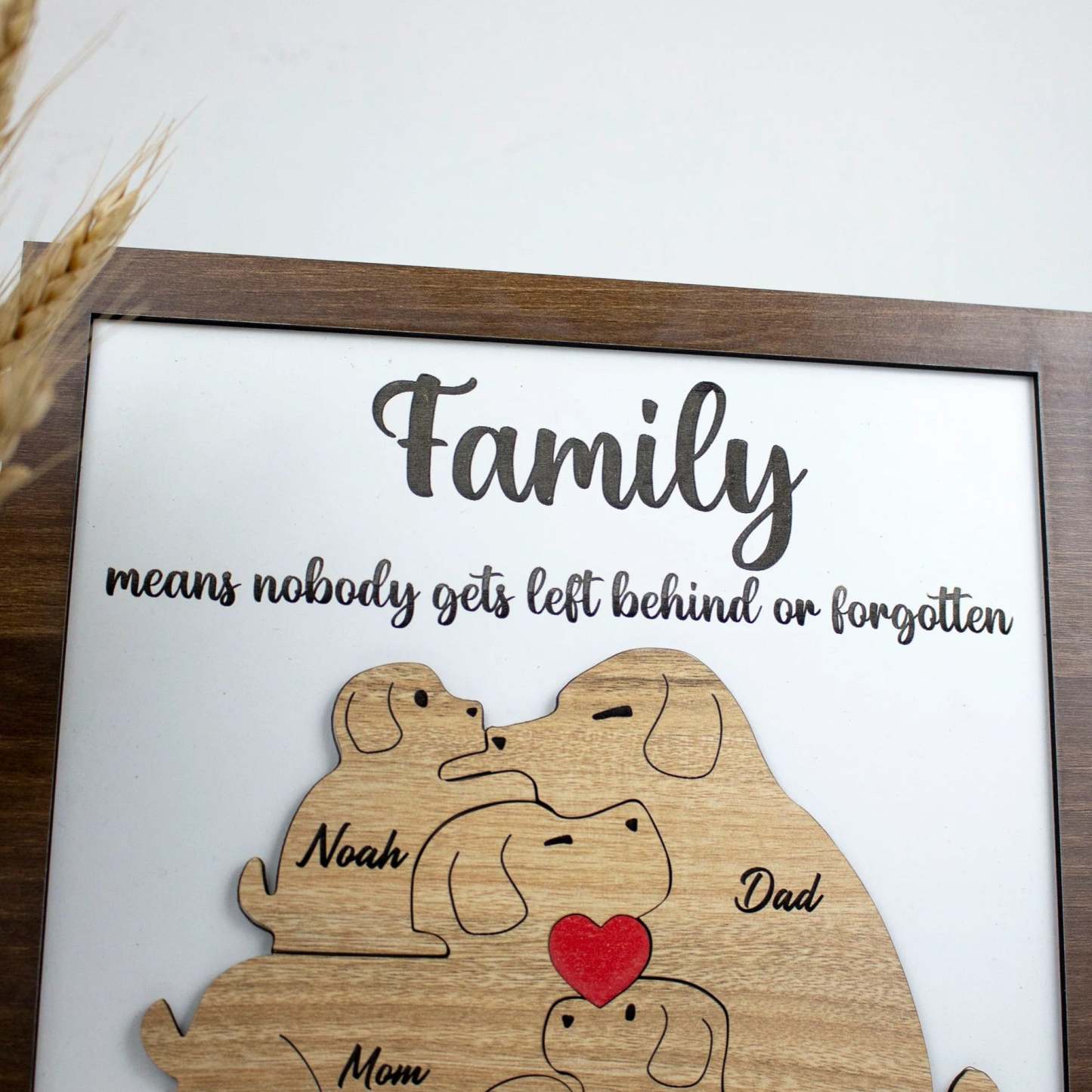 Custom Dog Family Puzzle Wooden Sign
