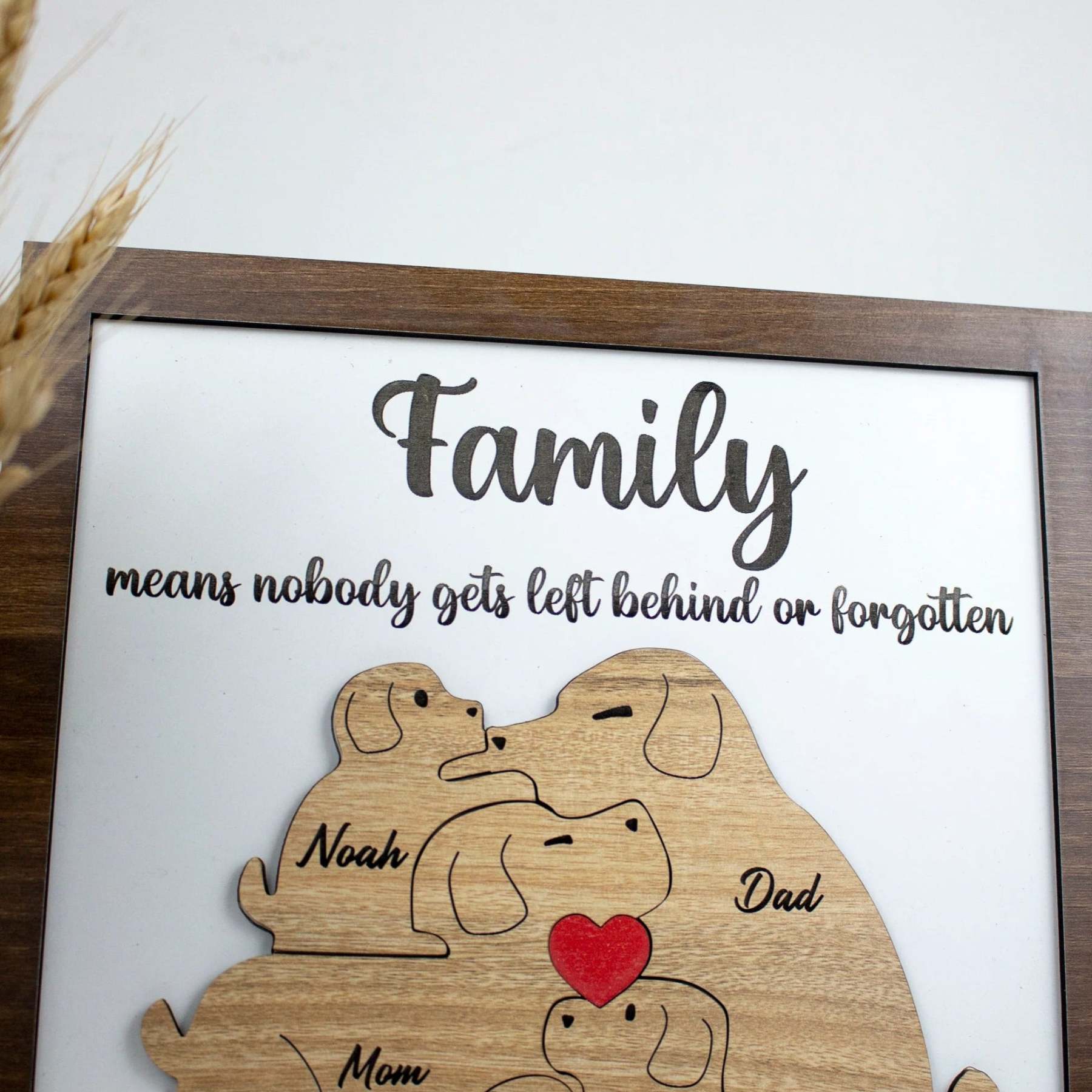 Custom Dog Family Puzzle Wooden Sign