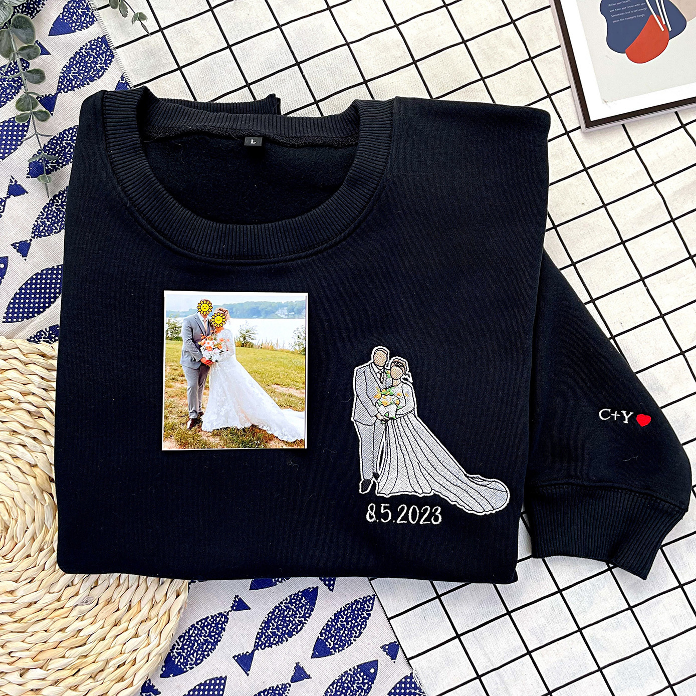 Custom Photo Portrait Embroidered Sweatshirt