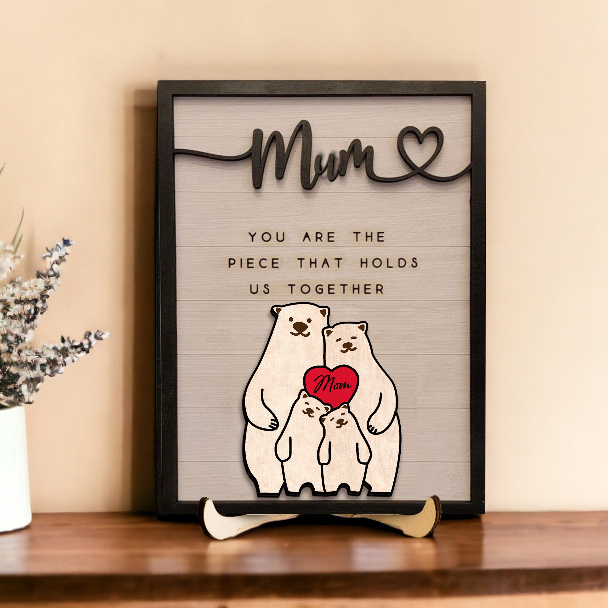 Bear Family Mom Puzzle Sign
