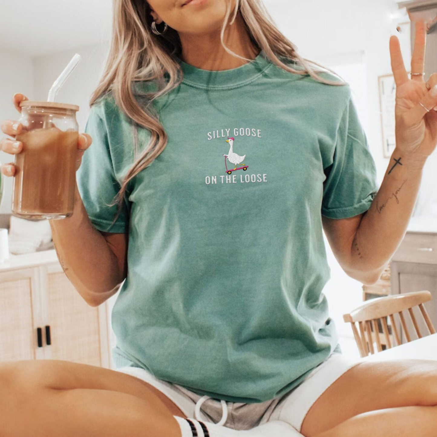 Silly Goose On the Loose Embroidered Sweatshirt