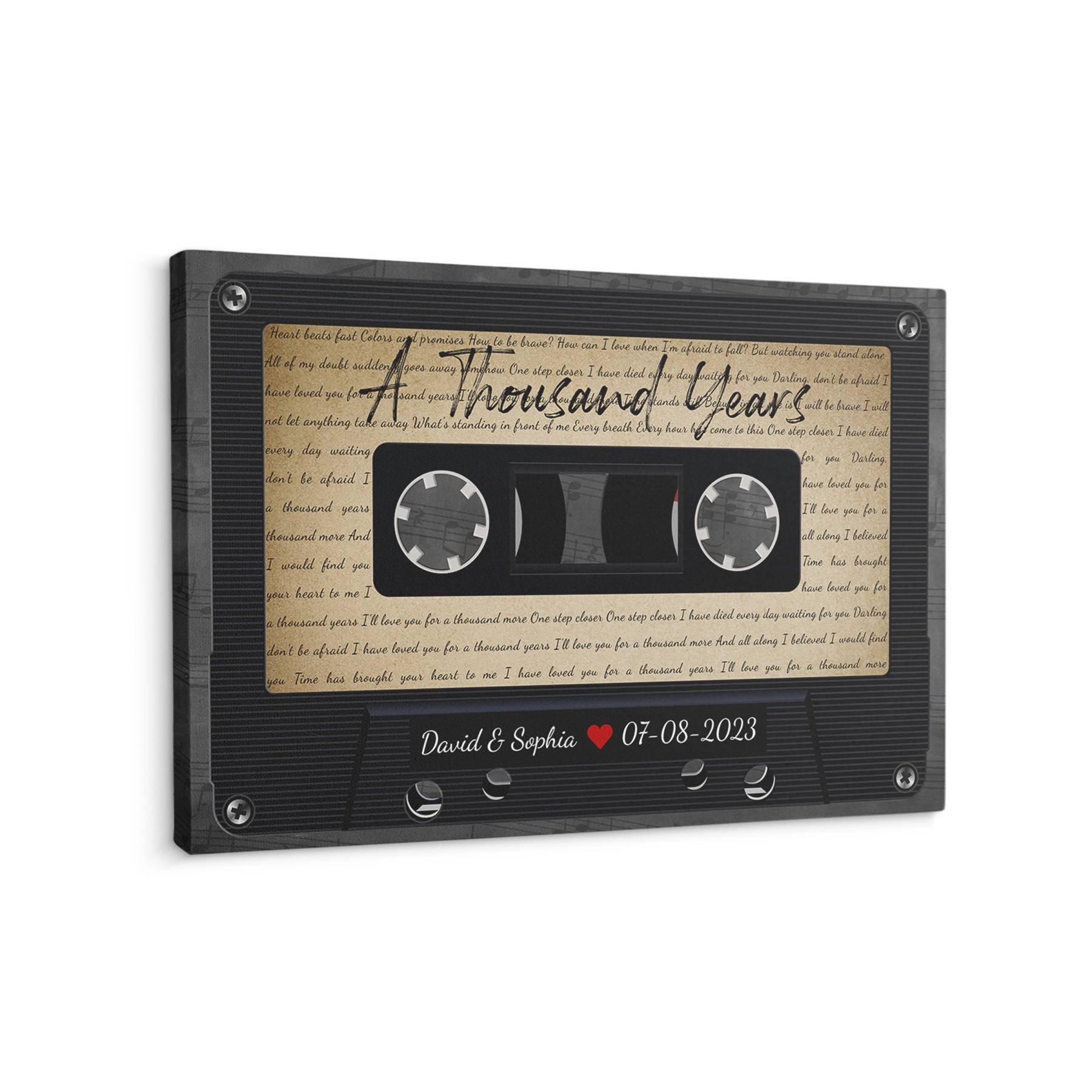 Custom Song Lyrics Cassette Tape Canvas Wall Art