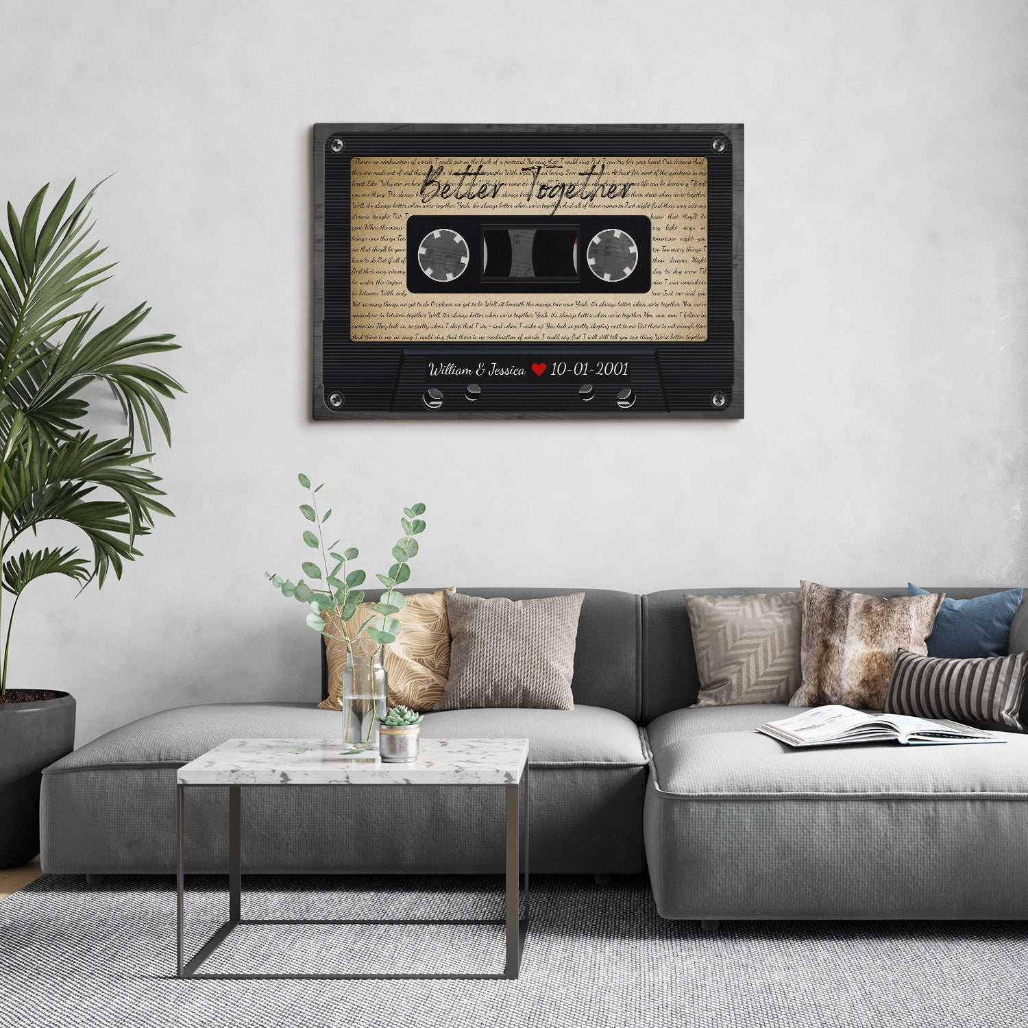 Custom Song Lyrics Cassette Tape Canvas Wall Art