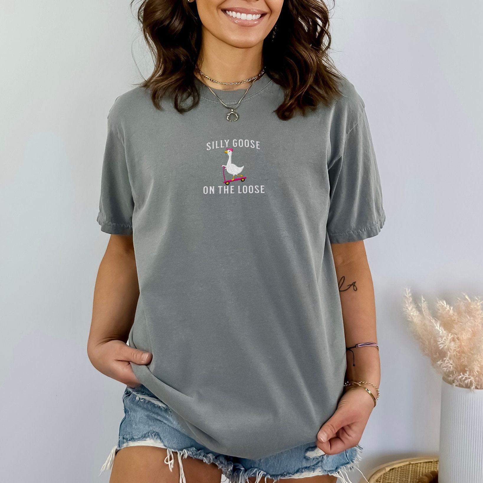 Silly Goose On the Loose Embroidered Sweatshirt