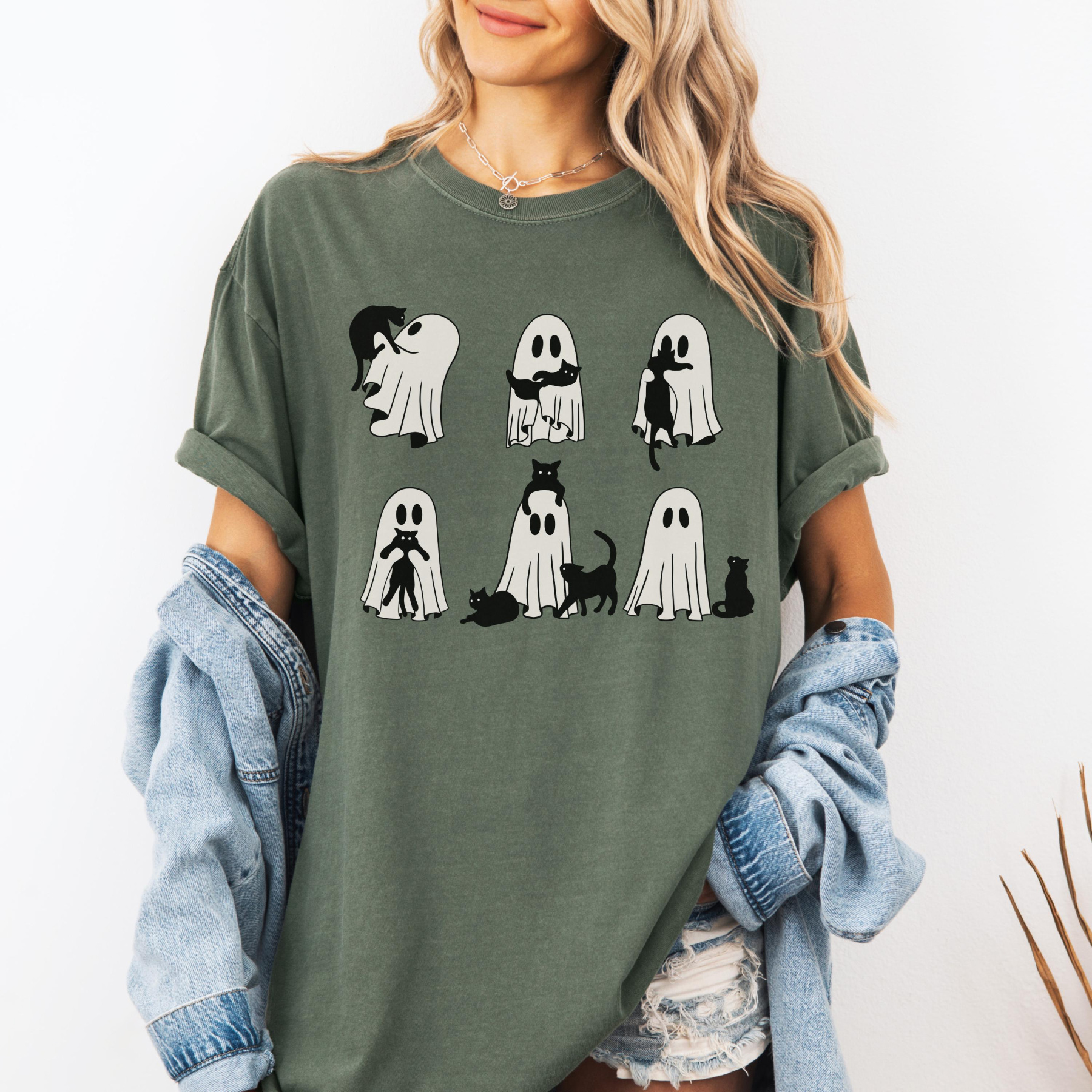 Ghost Cat Halloween Sweatshirt