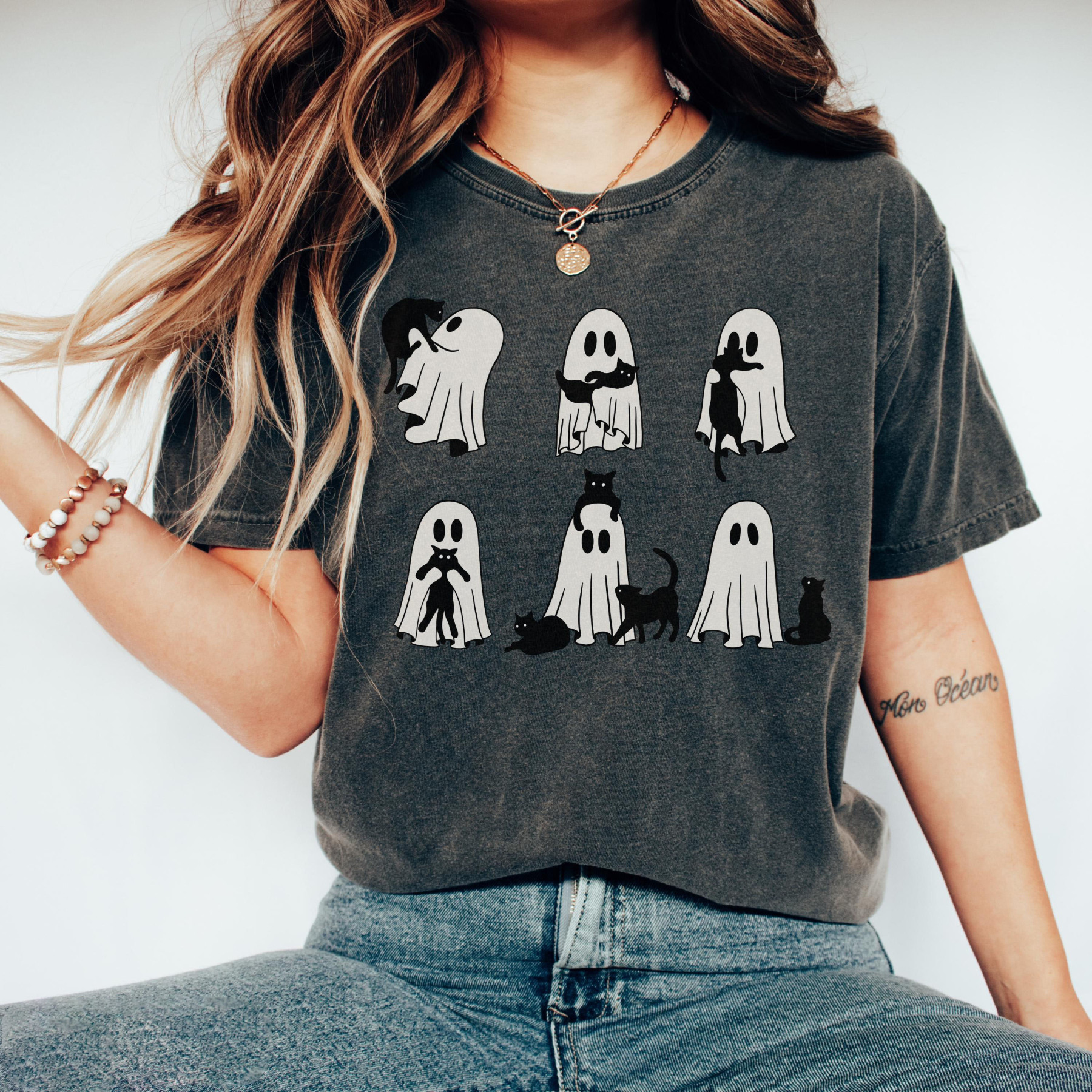 Ghost Cat Halloween Sweatshirt