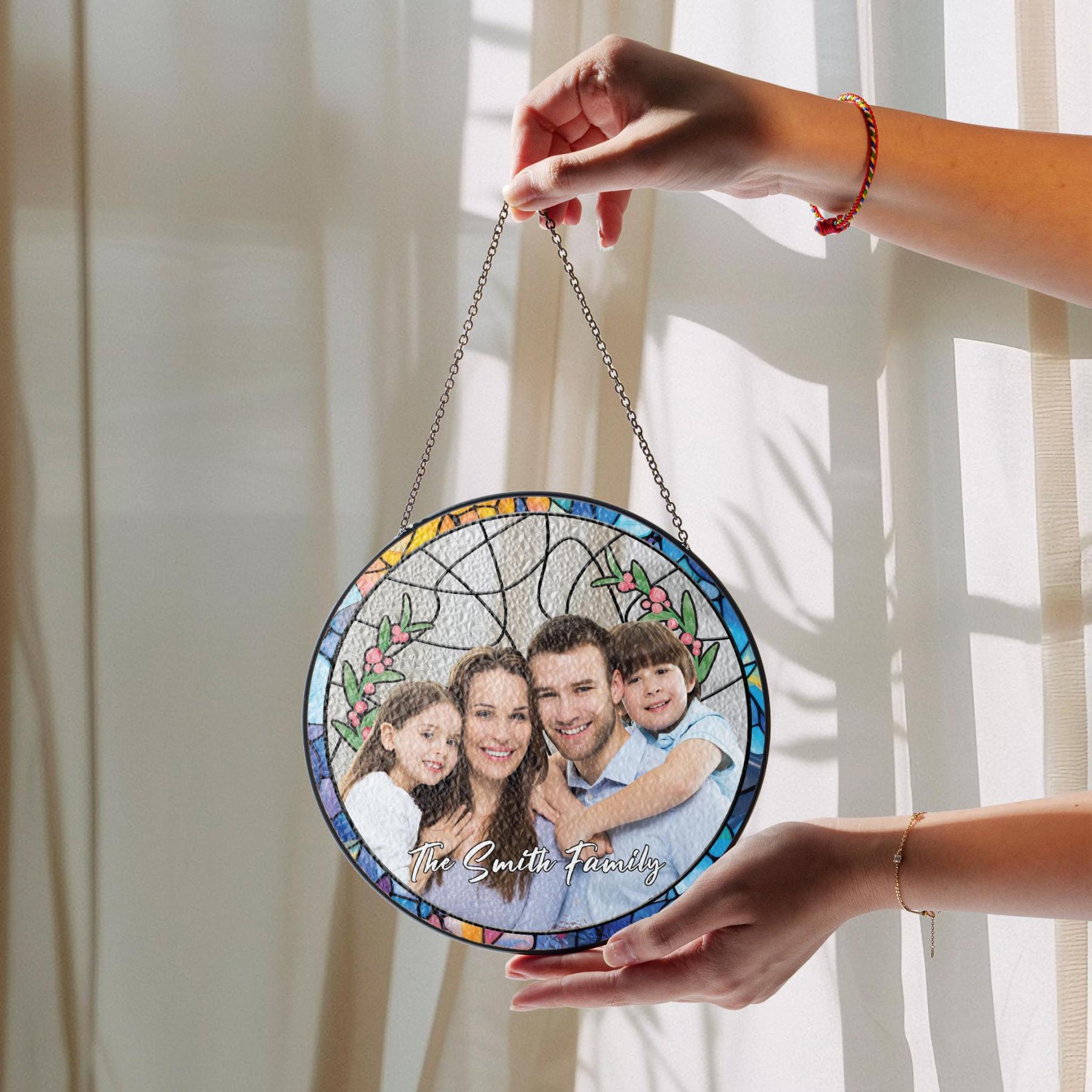 Custom Family Photo Stained Glass Suncatcher