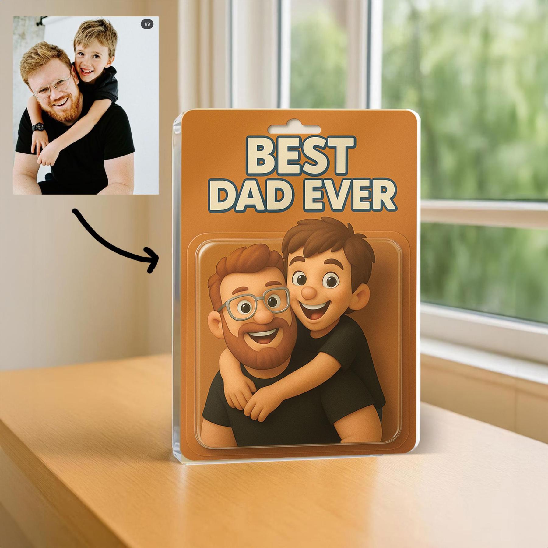 Personalized Custom Photo Dad And Kids Action Figure Acrylic Block