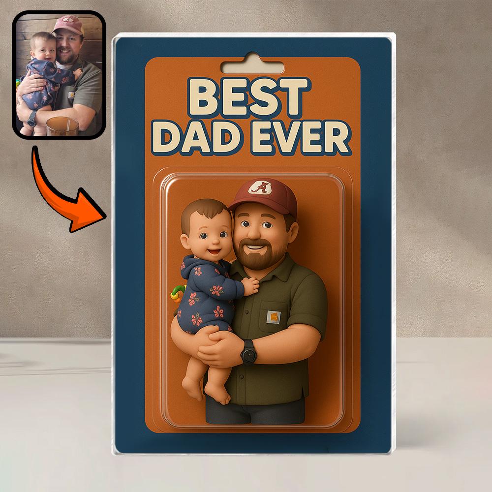 Personalized Custom Photo Dad And Kids Action Figure Acrylic Block