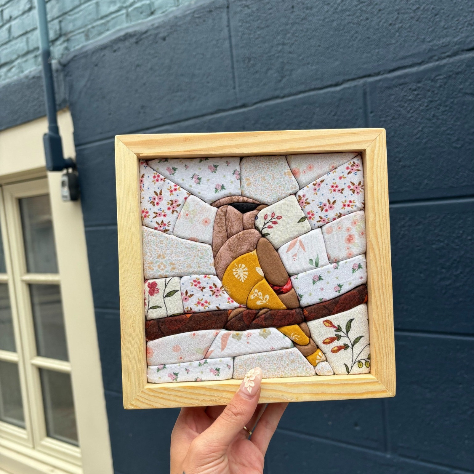 Cedar Waxwing 3D Fabric Mosaic Wall Art
