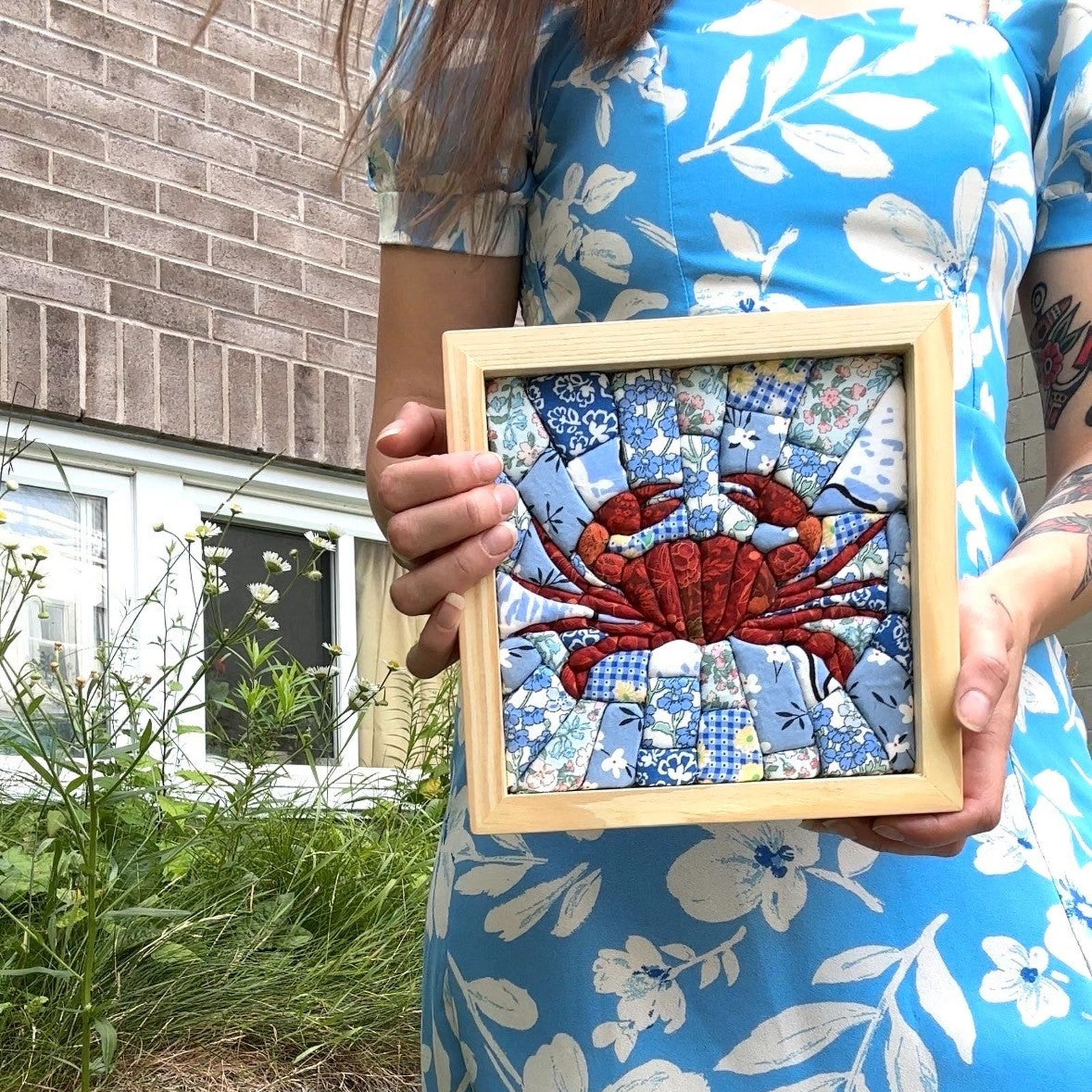 Crab 3D Fabric Mosaic Patchwork Wall Art