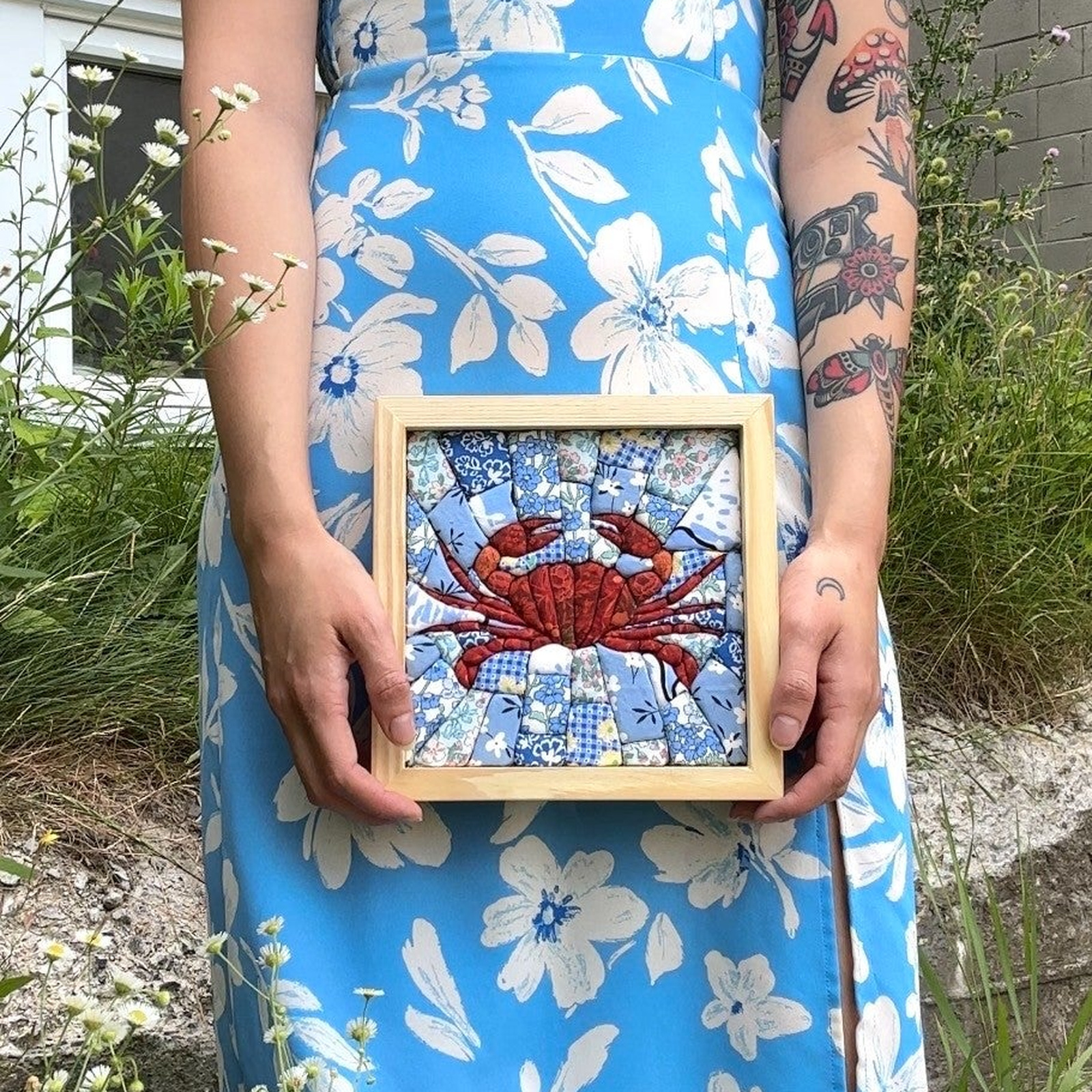 Crab 3D Fabric Mosaic Patchwork Wall Art