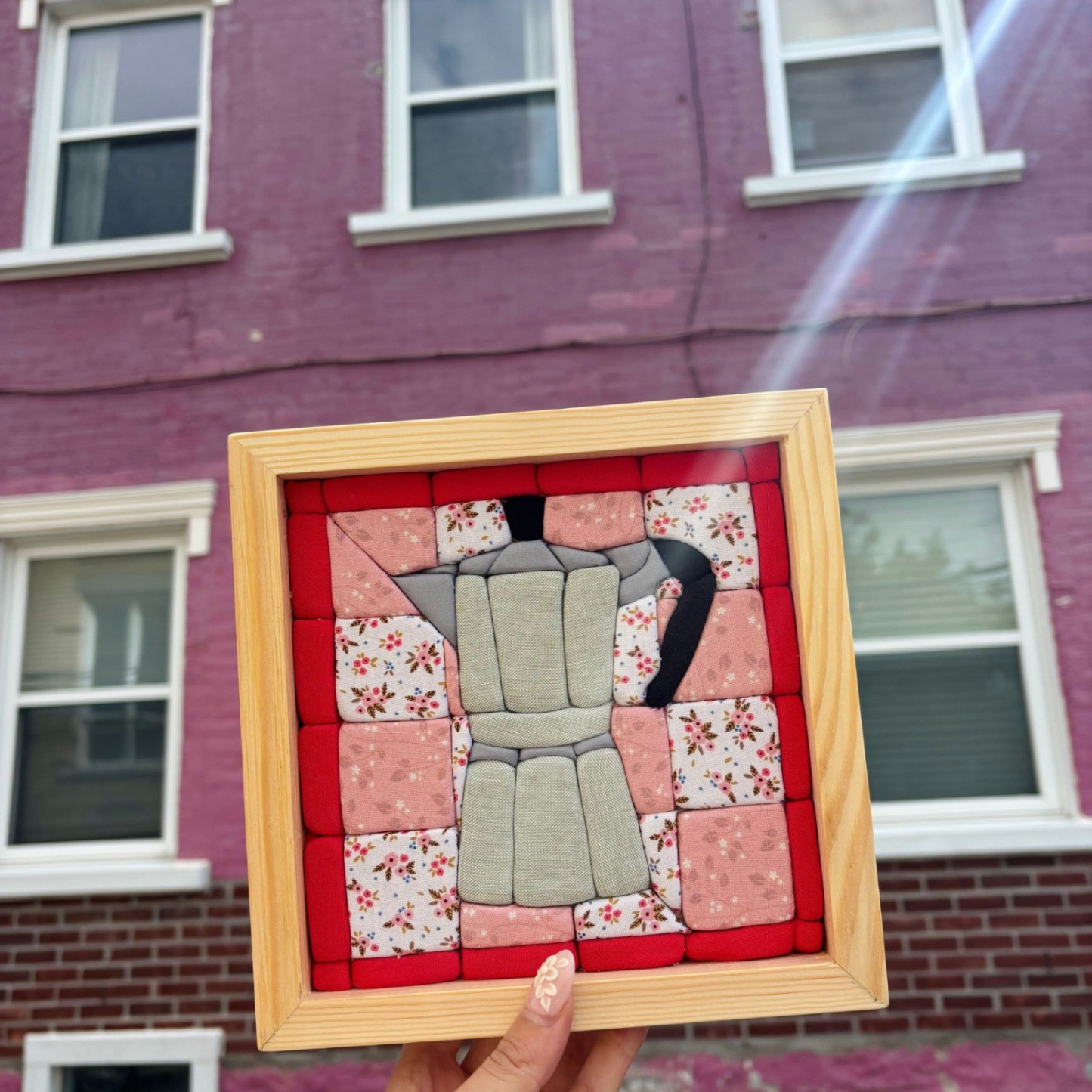 Handmade Moka Pot 3D Fabric Mosaic Wall Art