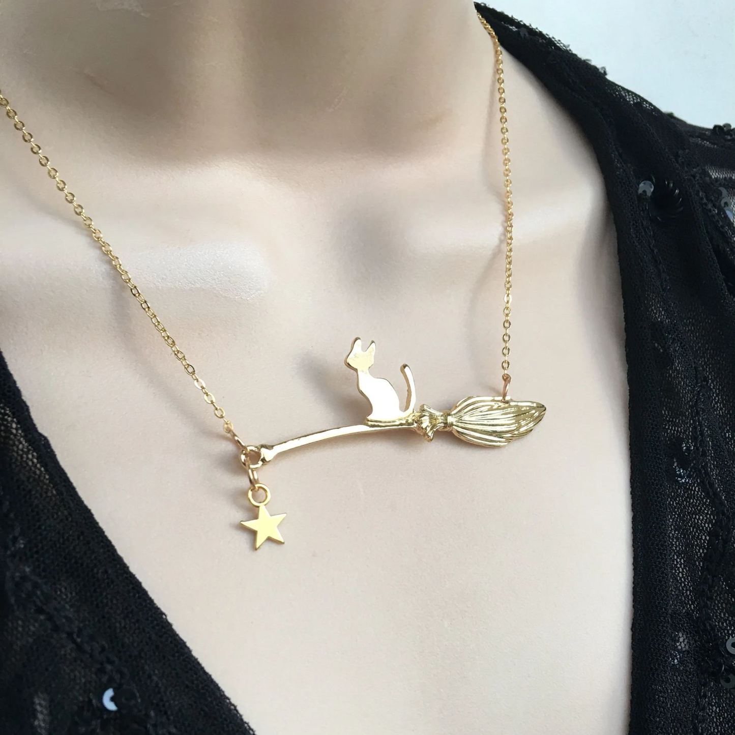 Black Cat Necklace - Black Cat Pendant- Cat Lovers Necklace -Halloween Necklace - Cat Jewelry