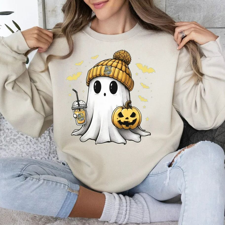 Ghost Cute Halloween Hogwarts House Vintage Unisex T-Shirt, Sweatshirt, Hoddie