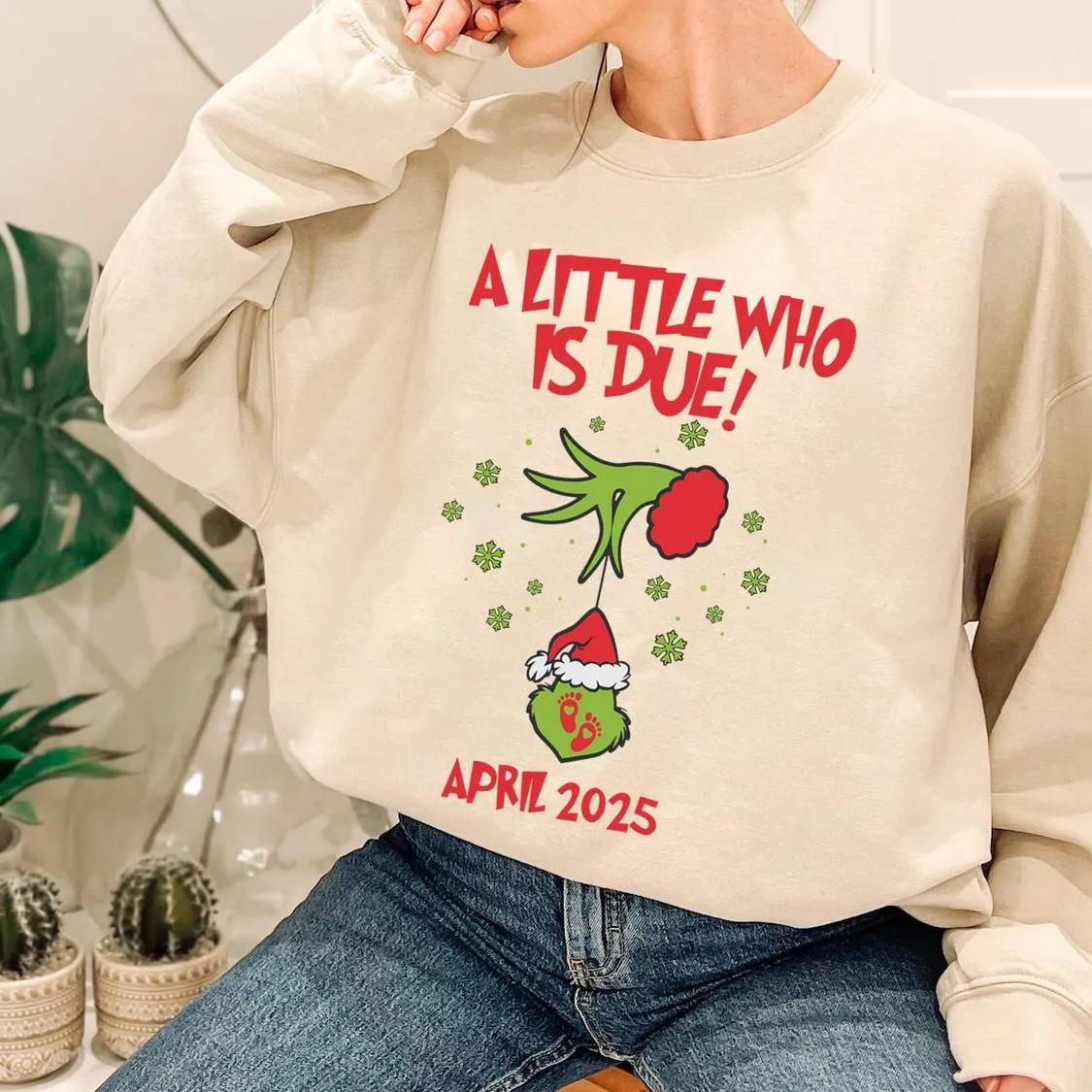 Custom Christmas Pregnancy Announcement Sweatshirt