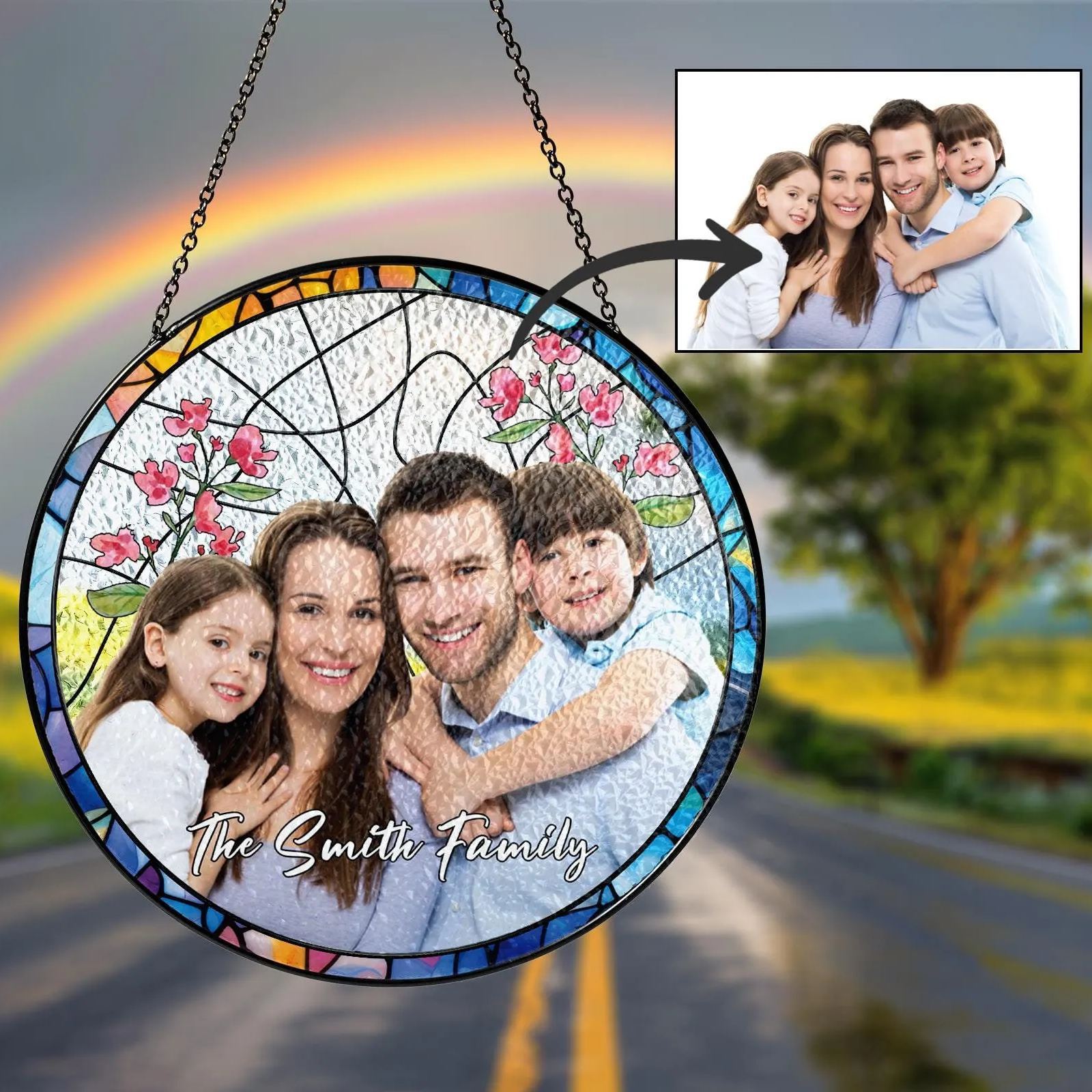 Custom Family Photo Stained Glass Suncatcher