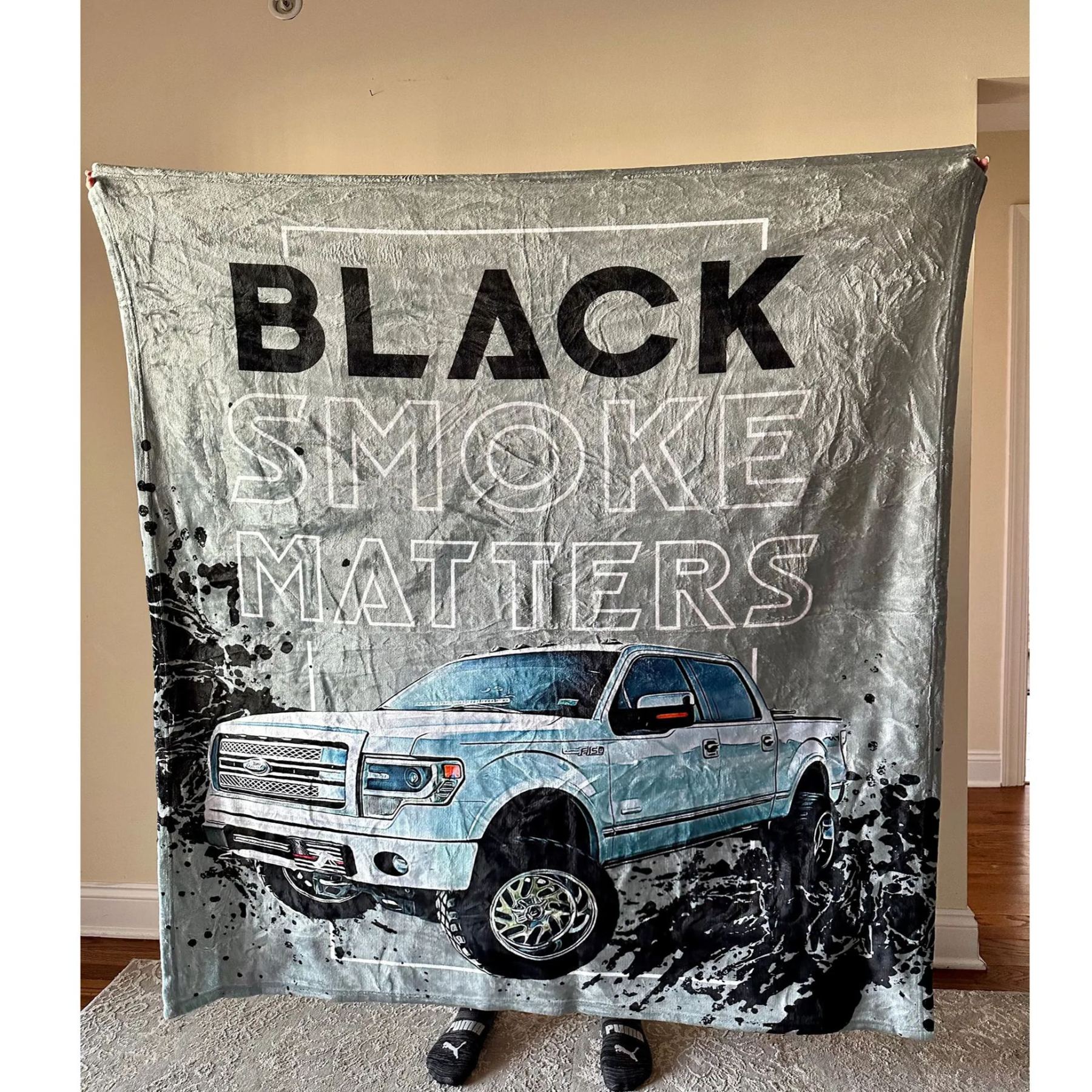 Black Smoke Matters Custom Truck Fleece Blanket