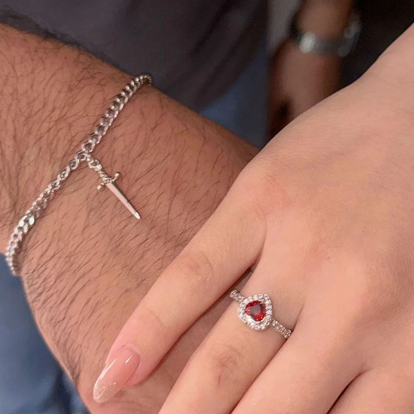 Matching Rose & Sword Couple Necklaces