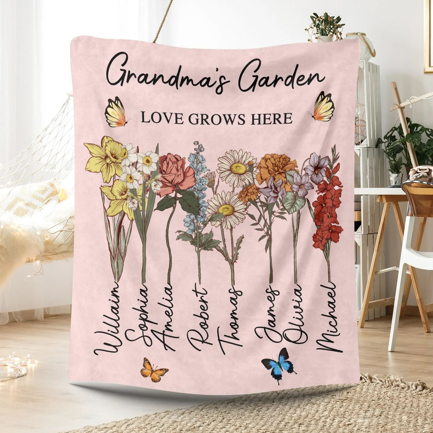 Personalized Grandmas Garden Gifts Blanket