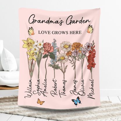 Personalized Grandmas Garden Gifts Blanket