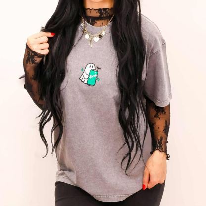 Embroidered Spooky Drink Ghost Sweatshirt
