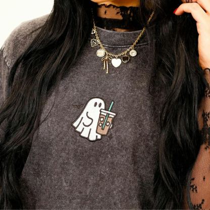 Embroidered Spooky Drink Ghost Sweatshirt