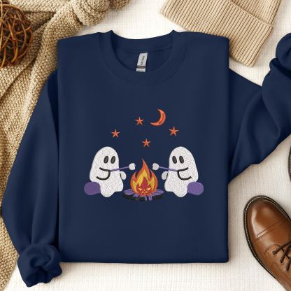 Embroidered Cute Ghost Camping Sweatshirt