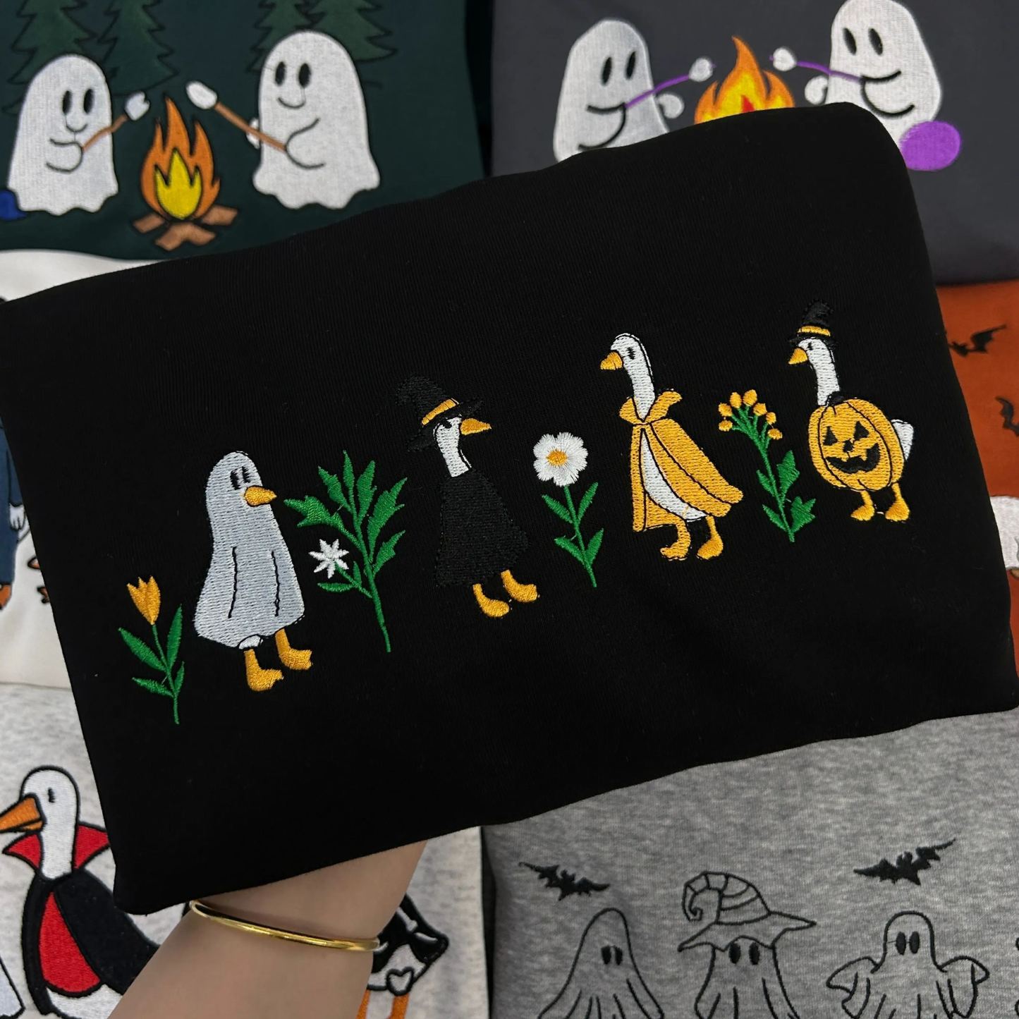 Fall Embroidered Goose Sweatshirt