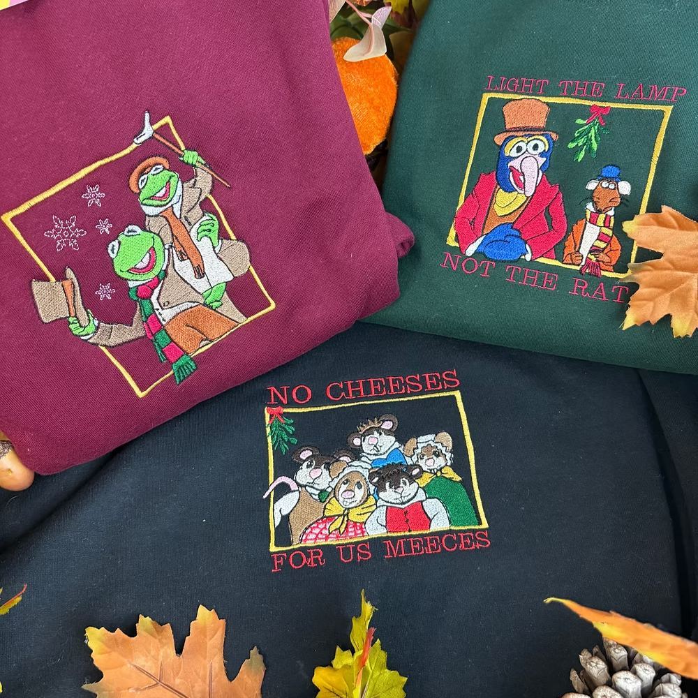 Kermit Christmas Carol Embroidered Sweatshirt