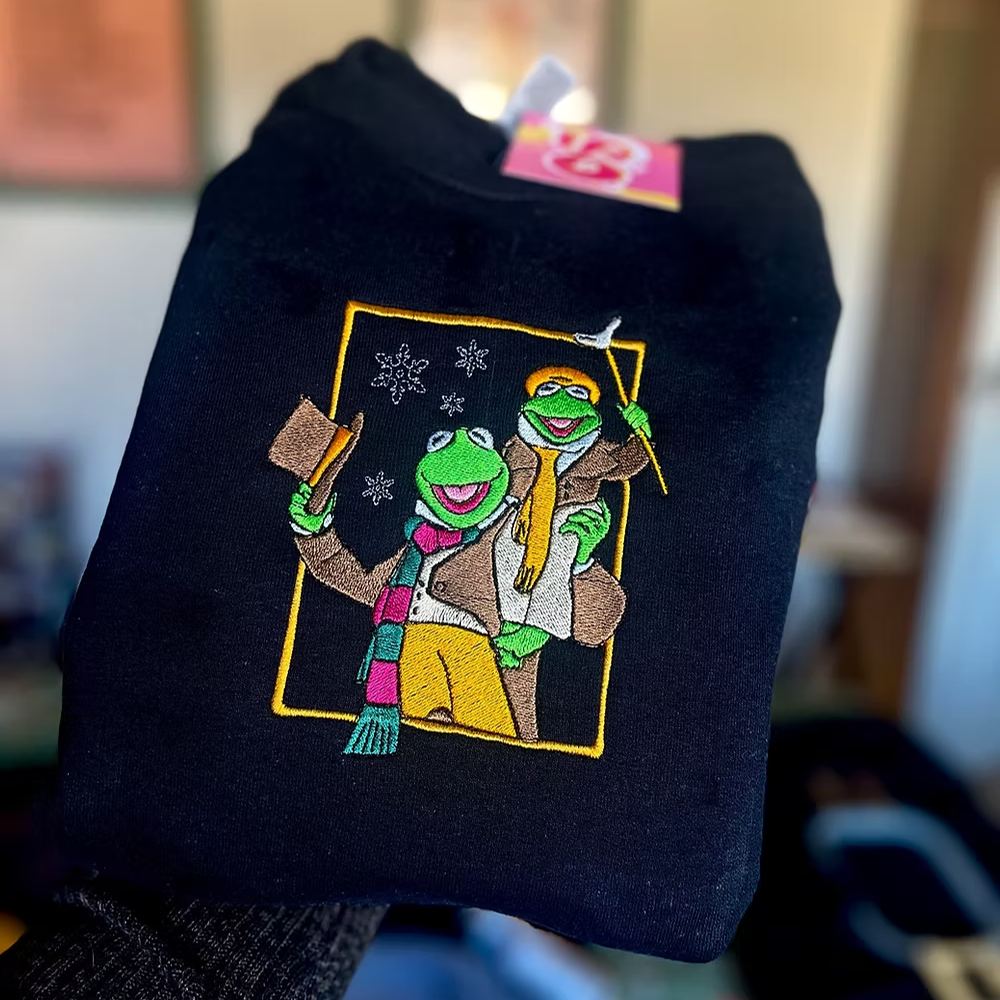 Kermit Christmas Carol Embroidered Sweatshirt