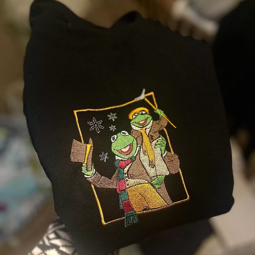 Kermit Christmas Carol Embroidered Sweatshirt