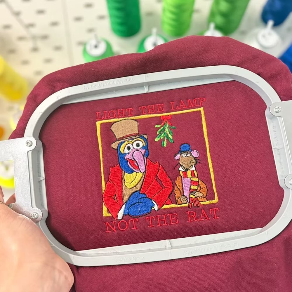 Light the Lamp Not the Rat Embroidered Sweatshirt