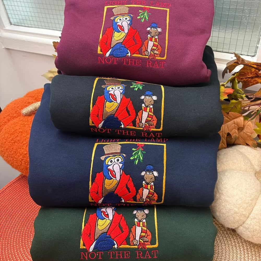 Light the Lamp Not the Rat Embroidered Sweatshirt