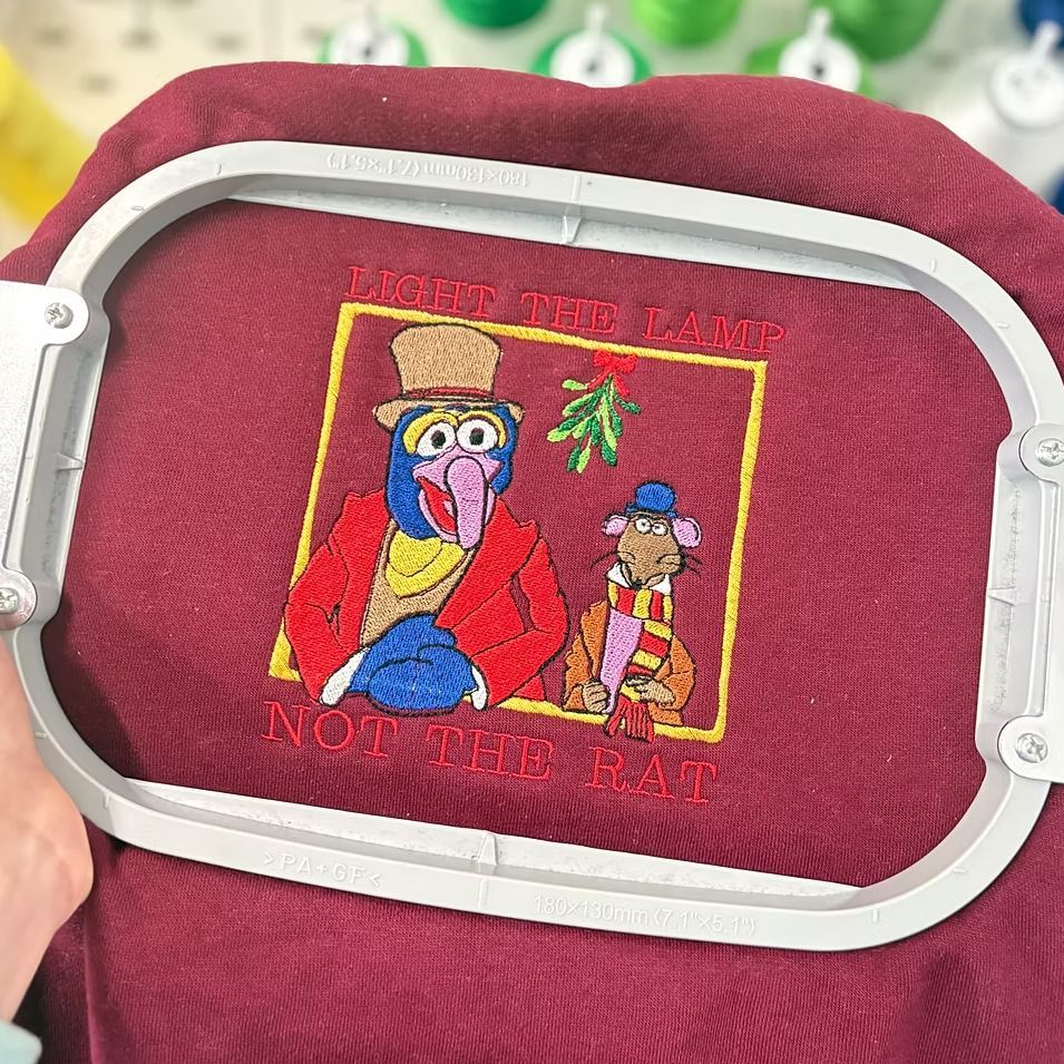 Light the Lamp Not the Rat Embroidered Sweatshirt