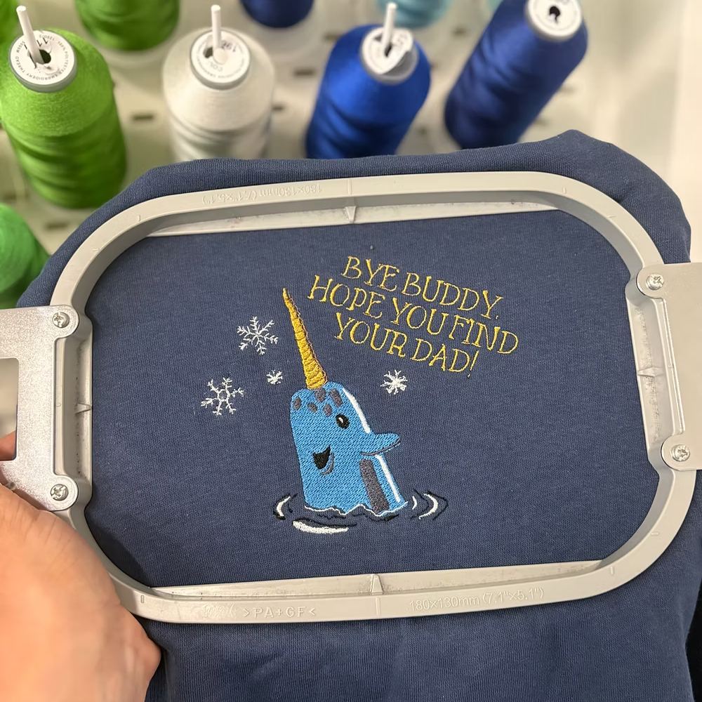 Narwhal - Bye Buddy - Elf Christmas- Embroidered Sweatshirt 