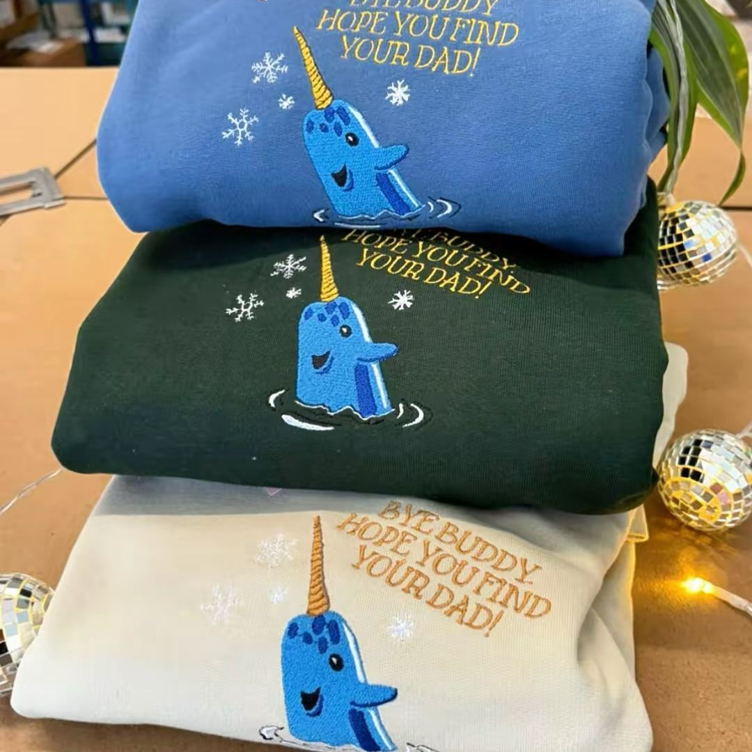 Narwhal - Bye Buddy - Elf Christmas- Embroidered Sweatshirt 