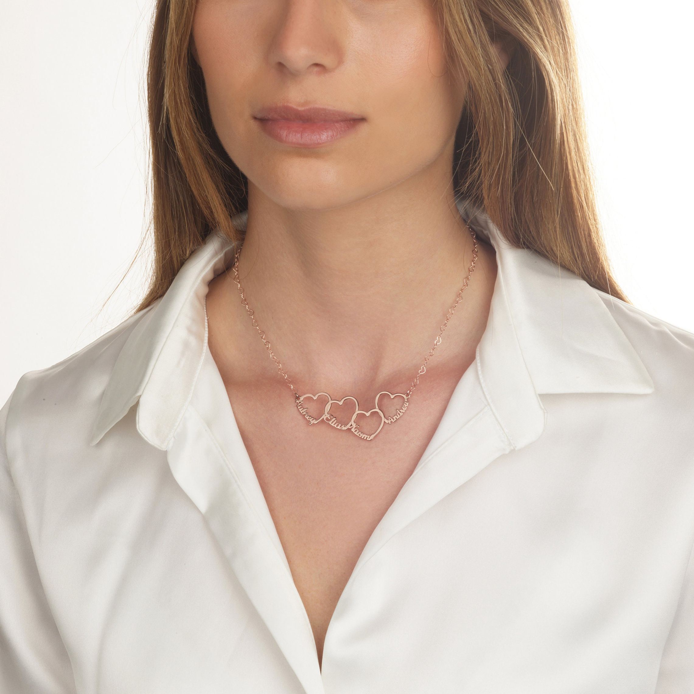 Personalized Hearts Necklace With Family Names