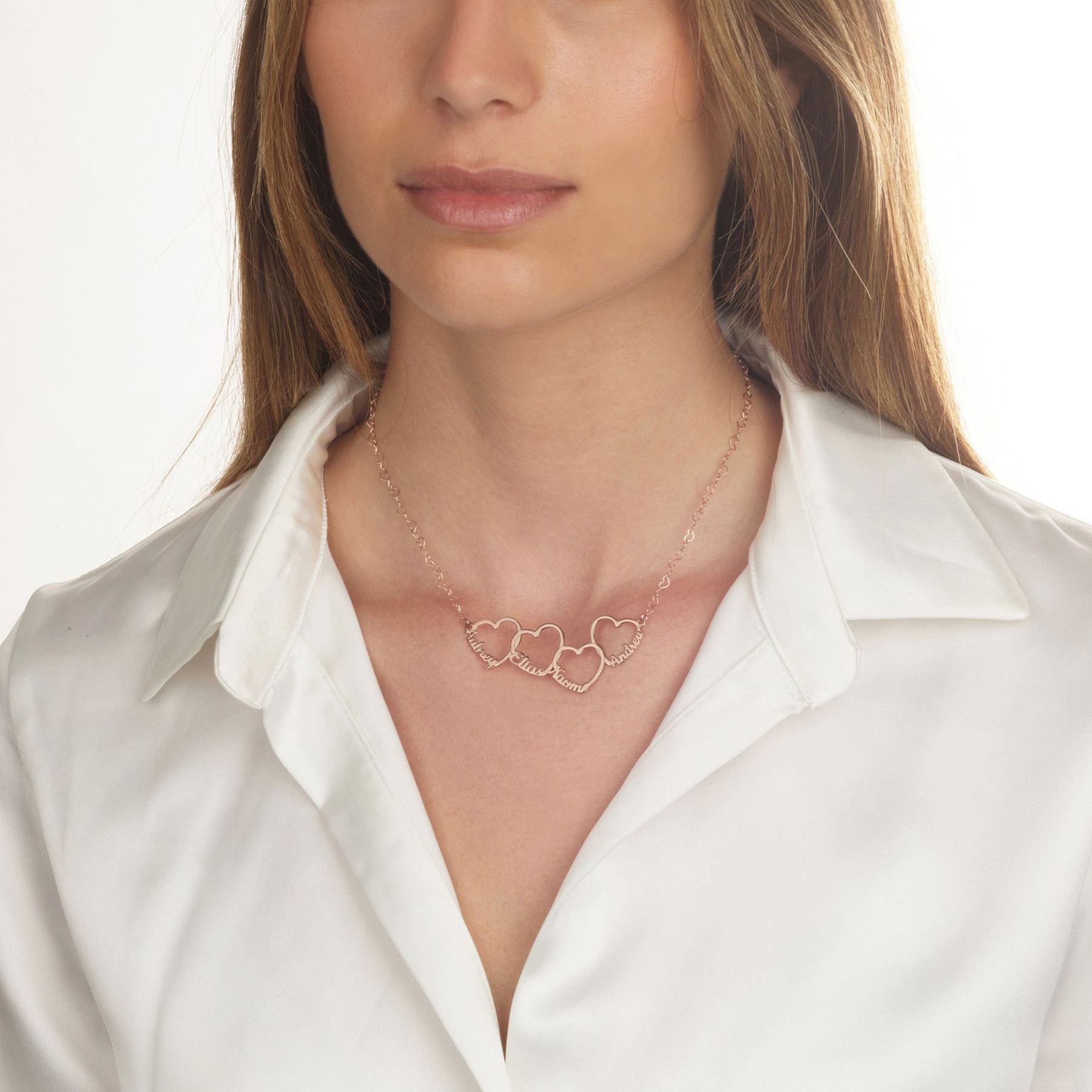 Personalized Hearts Necklace With Family Names