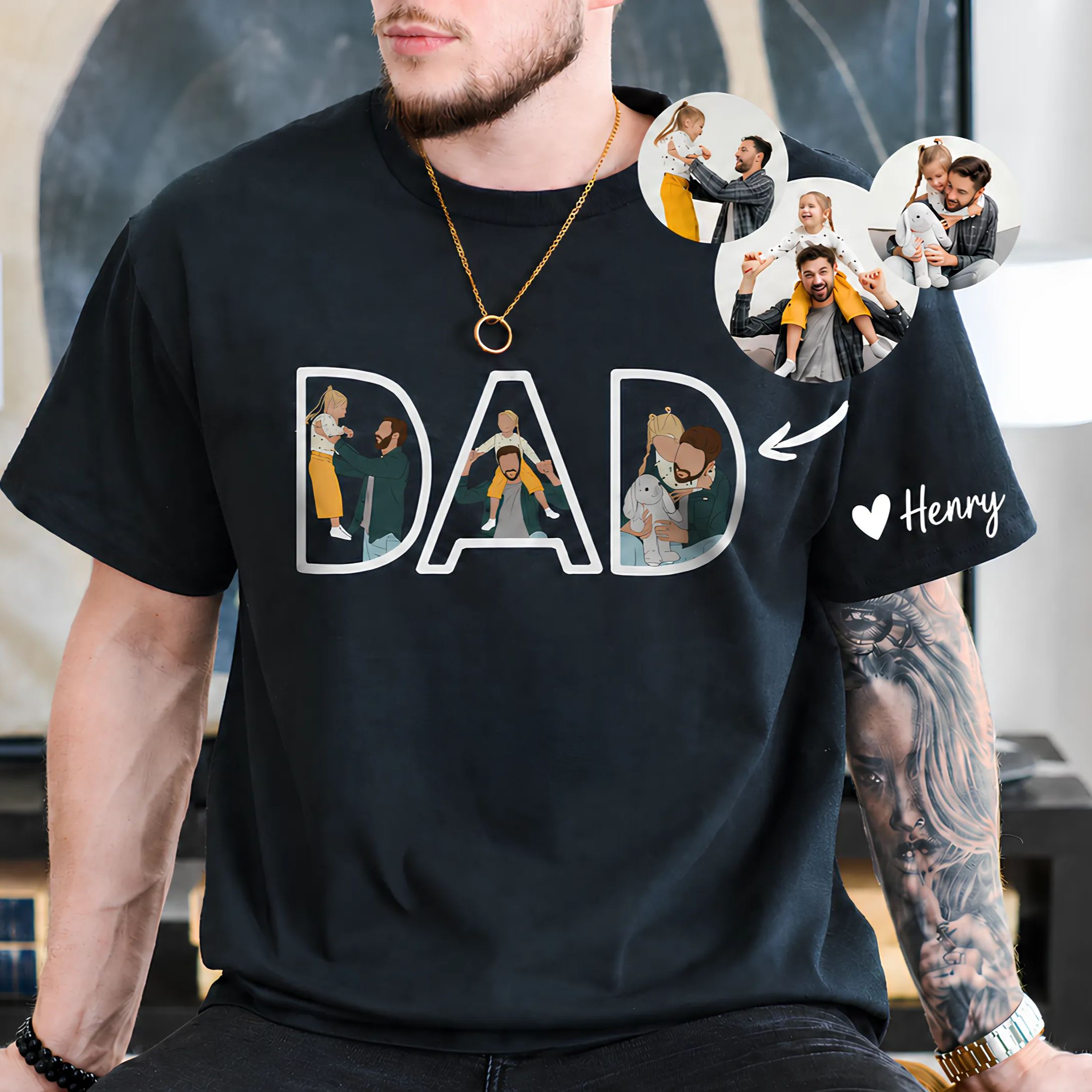Custom DAD Photo Portrait Shirt